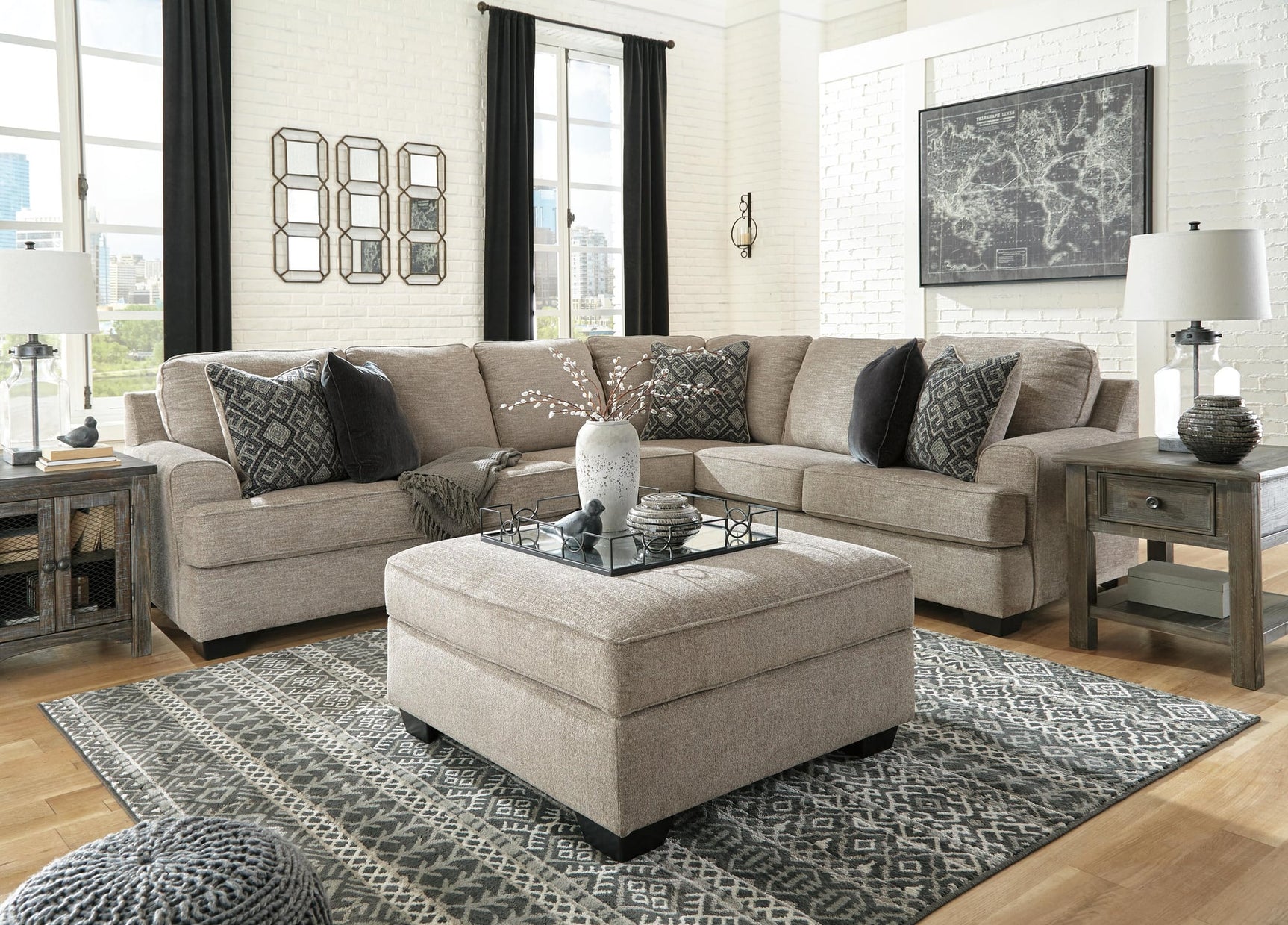 Bovarian Stone Chenille 3-Piece Sectional - image 6