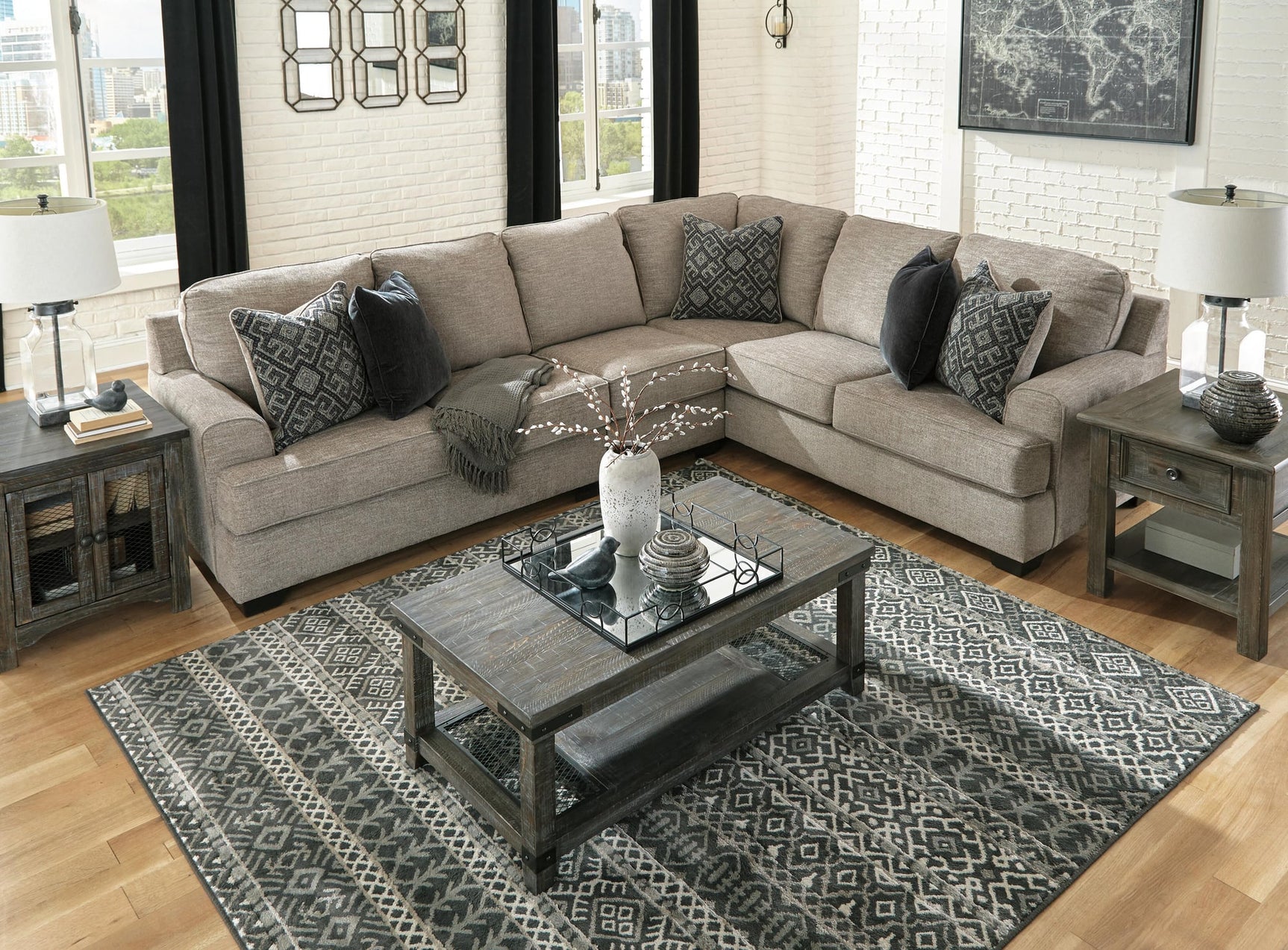 Bovarian Stone Chenille 3-Piece Sectional - image 8