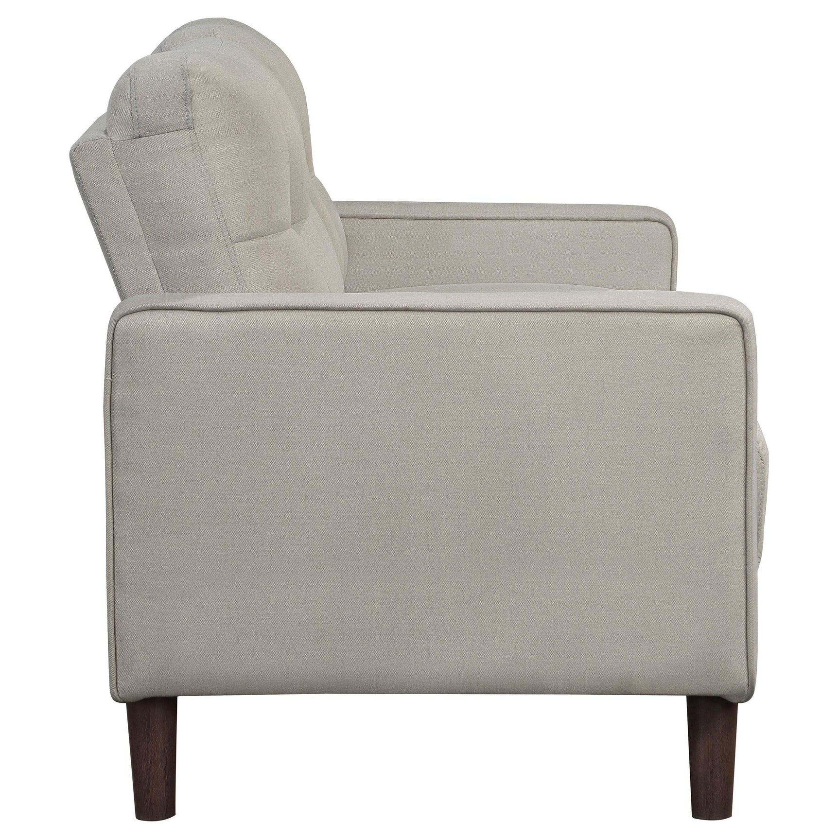 Bowen 2-Piece Upholstered Beige Track Arm Tufted Sofa Set tuft detail close-up