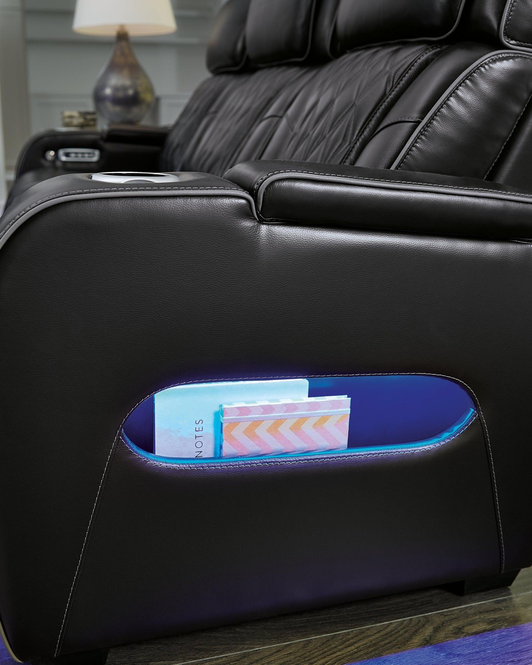 side view of Boyington Black Leather Power Recliner recliner