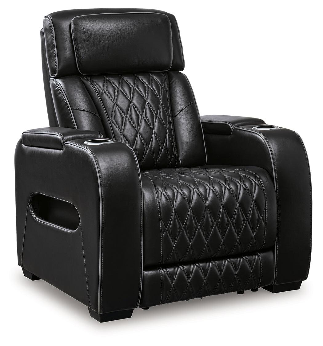 side view of Boyington Black Leather Power Recliner recliner