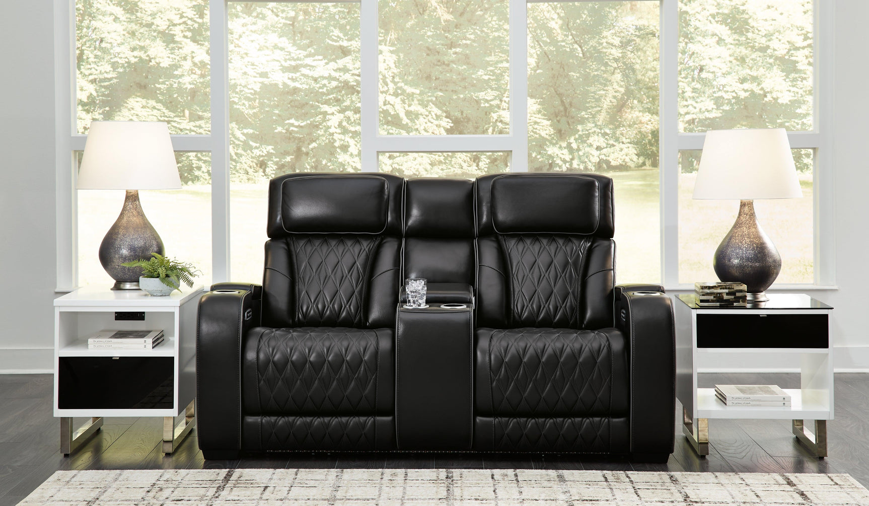 Ambient blue LED lighting under loveseat