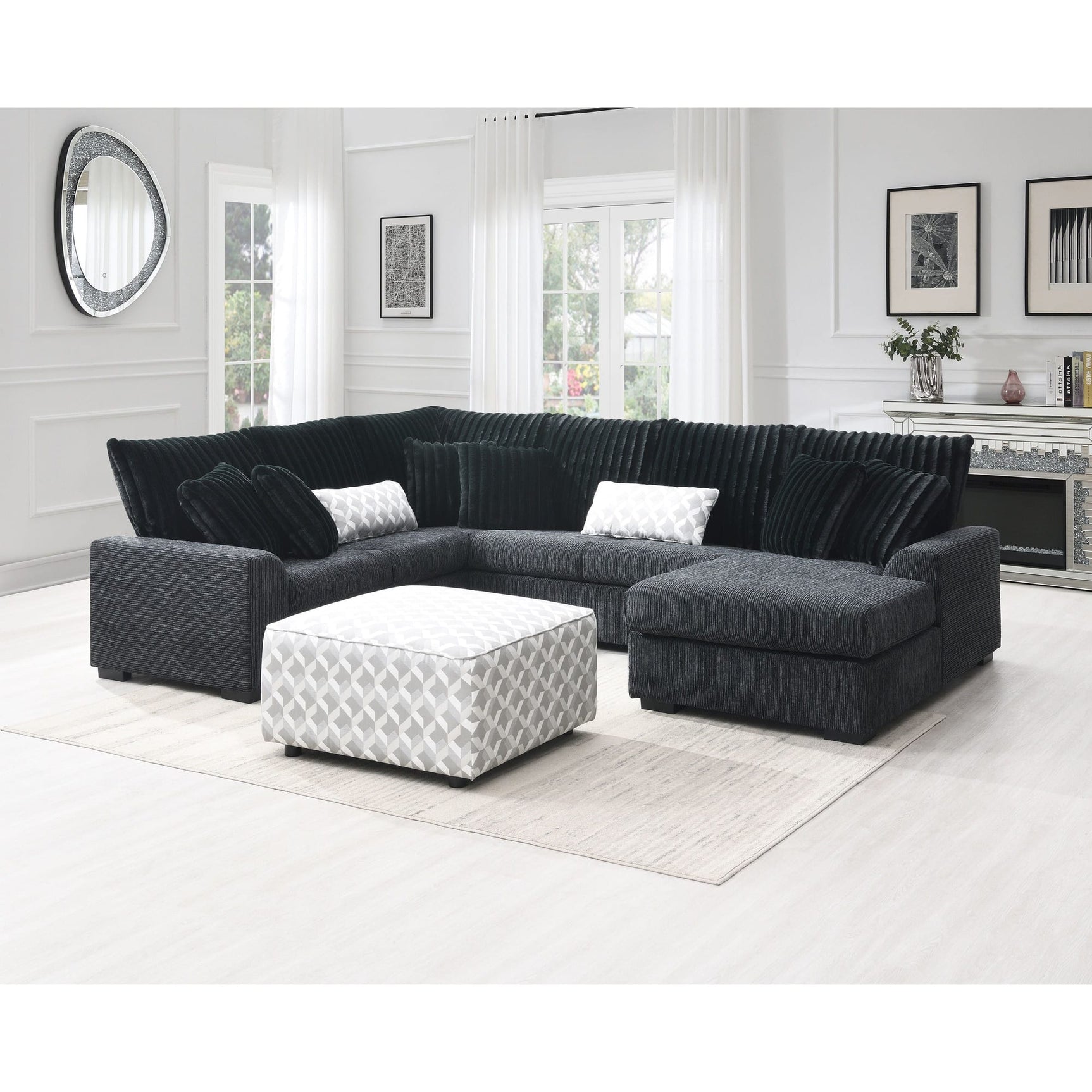 Brady Fabric Ottoman view 2