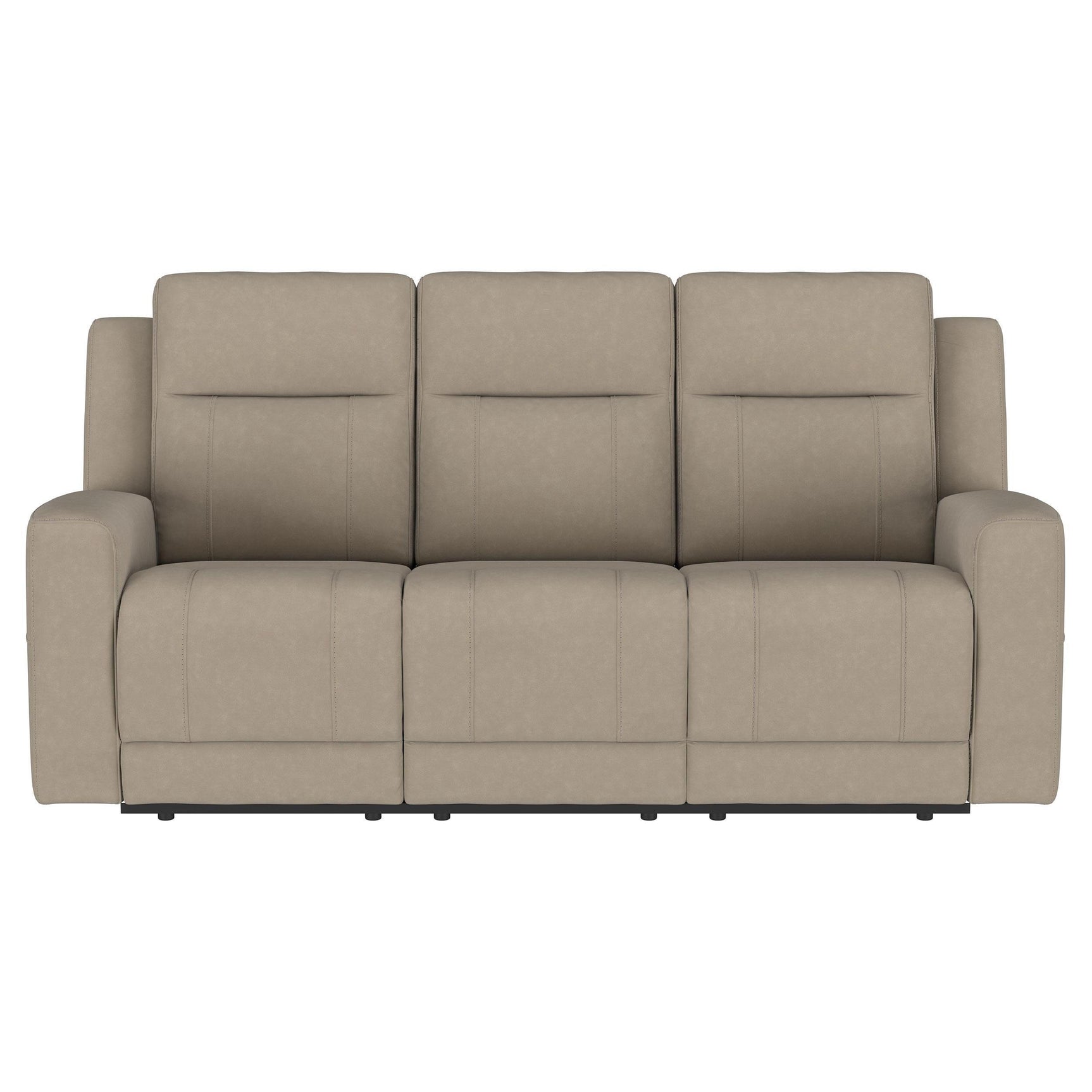 Side view of Brentwood reclining sofa showing tufted upholstery