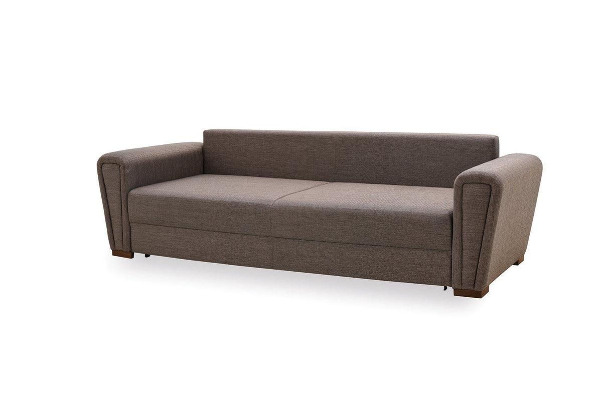 Top view highlighting seating cushions and storage