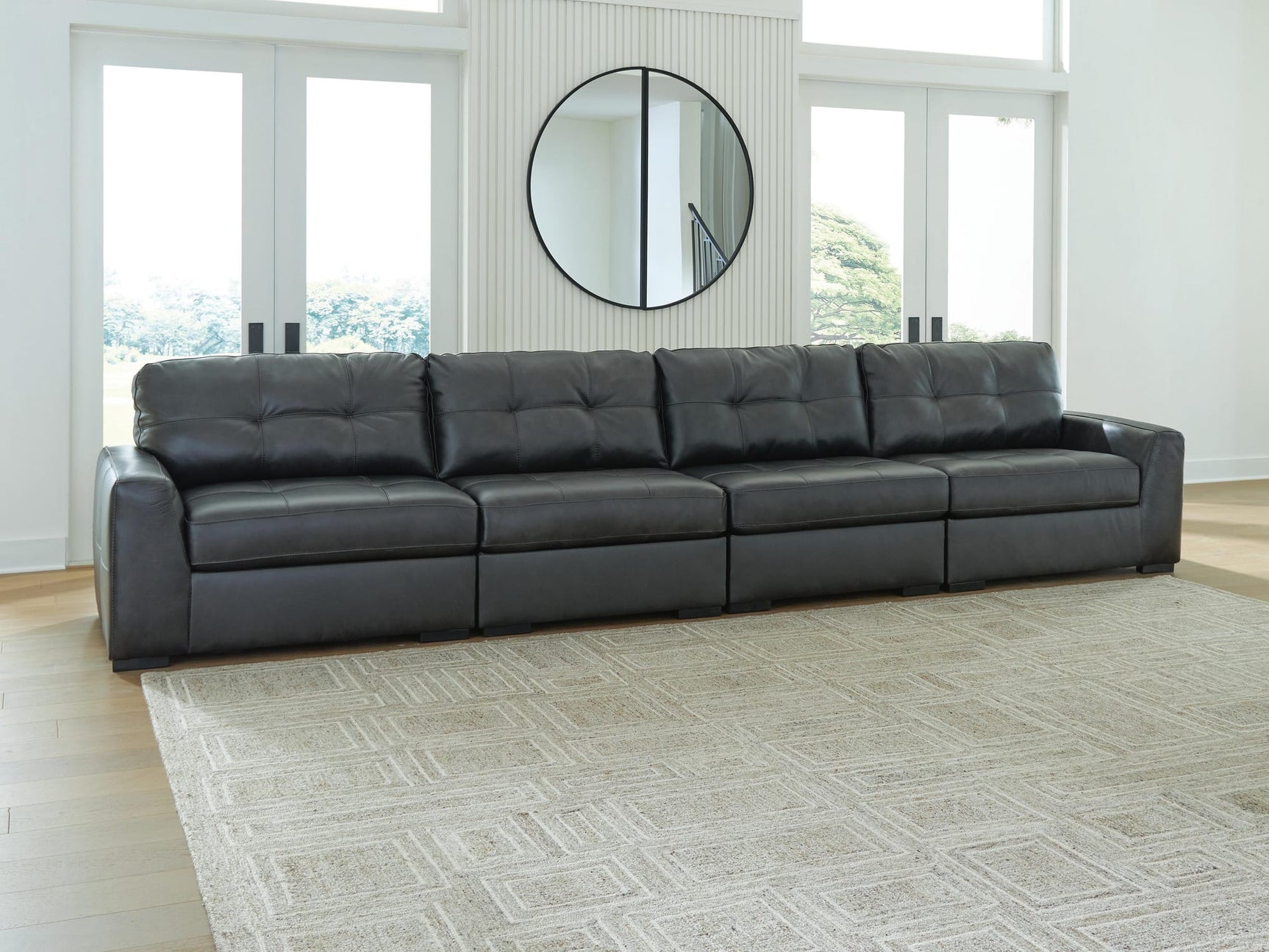 Brindley Pier Fog Leather 4-Piece Sectional from Decor Furniture