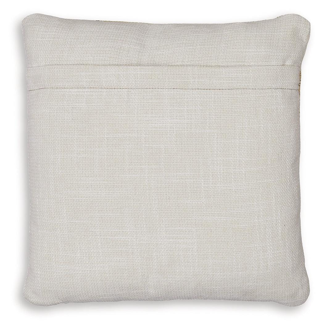Brockner Next-Gen Nuvella brown yellow pillows displayed on outdoor furniture
