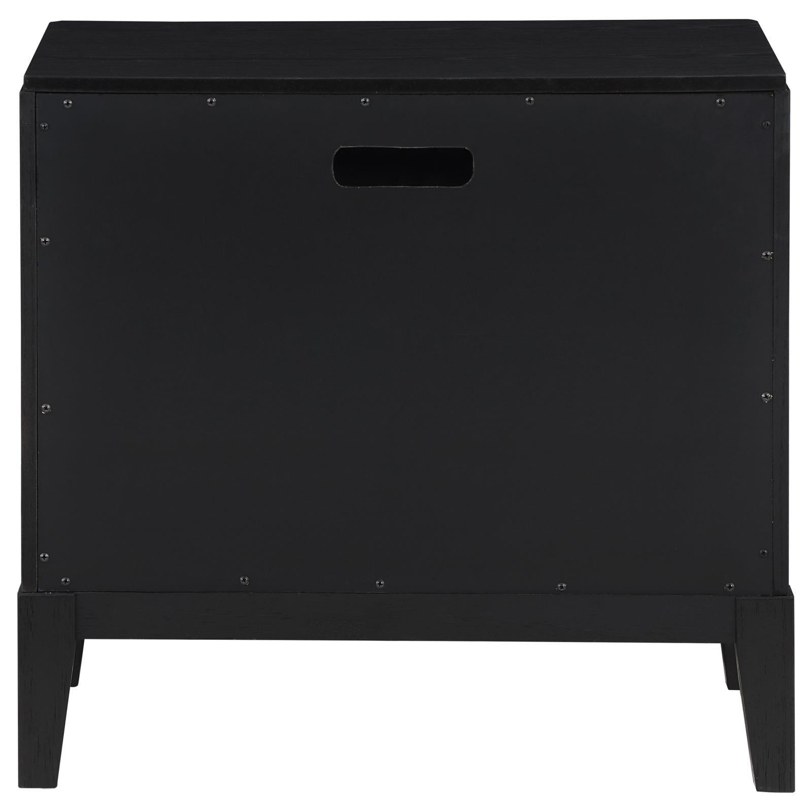 Back view showing charging access port of nightstand