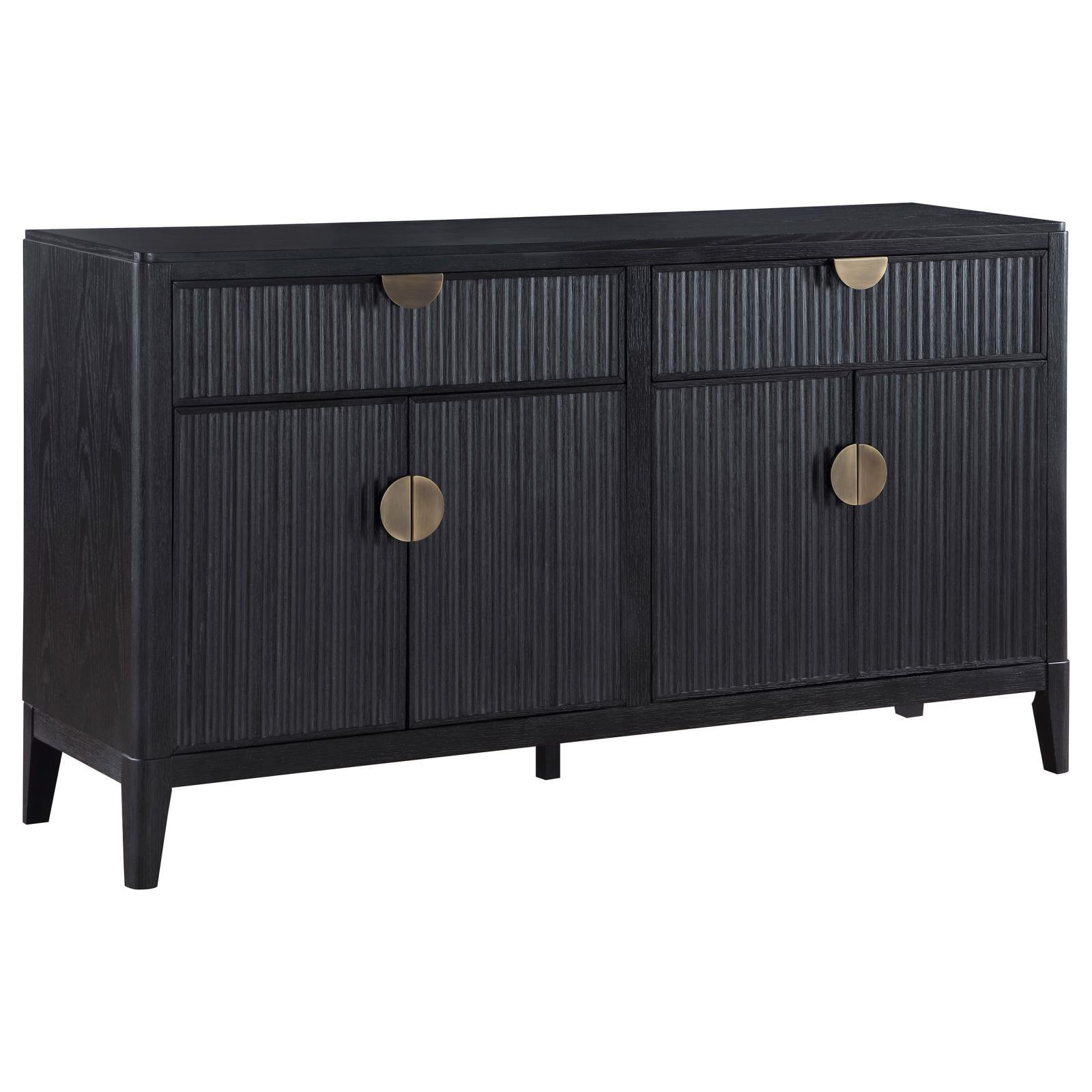 Brookmead black 2-drawer sideboard buffet with storage cabinet front view