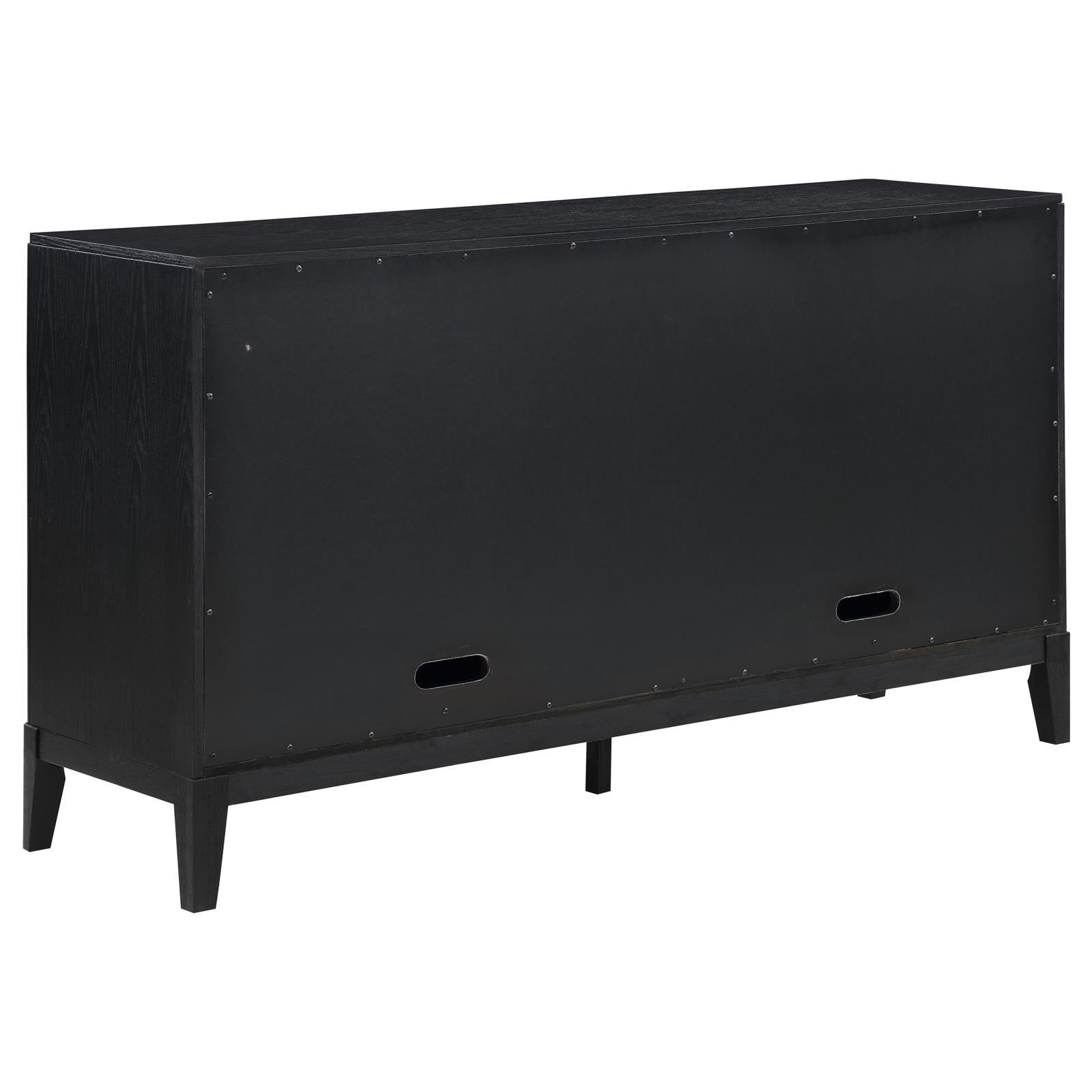 Sideboard showing wire-brushed black finish texture