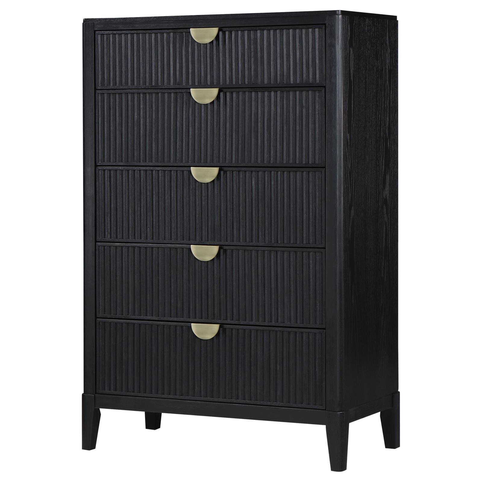 Brookmead 5-drawer chest drawer open showing felt lining