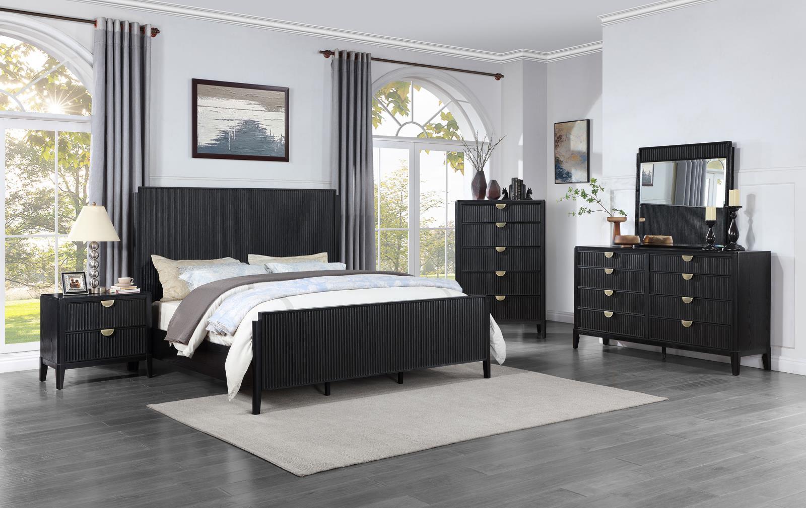 Detailed wire-brushed texture on Brookmead Eastern King Bed
