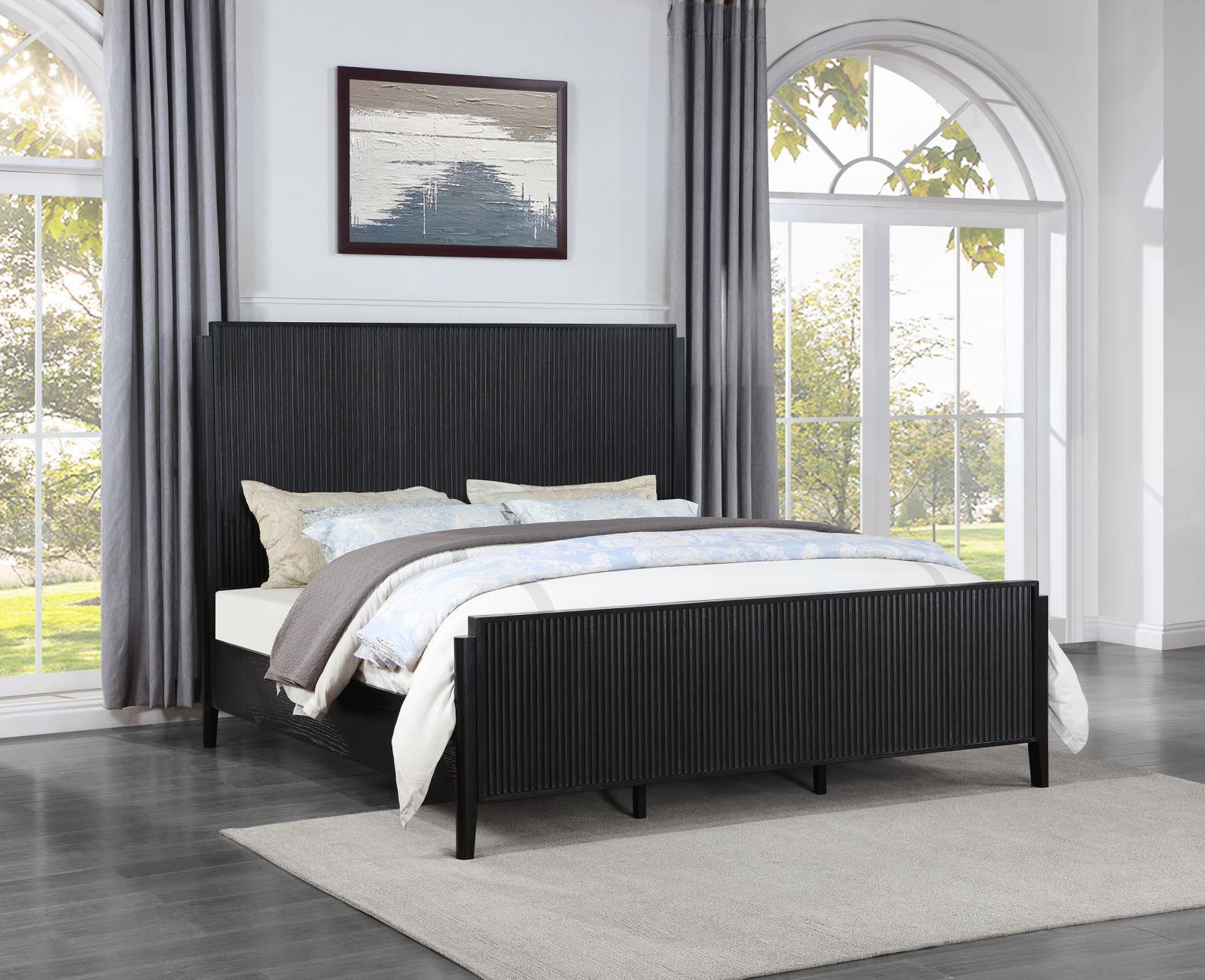 Brookmead Queen Bed Black side view showing headboard