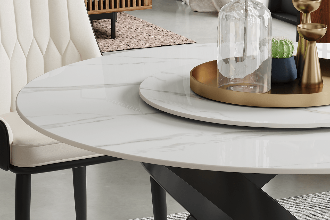 Brooks Sintered Stone Dining Table with seating setup
