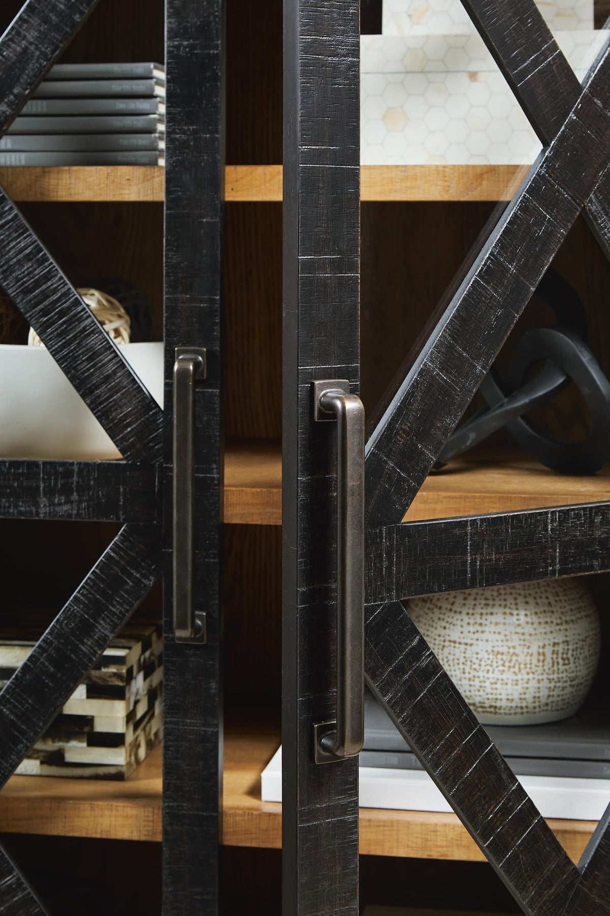 Christop Black/Brown Accent Cabinet — detail view