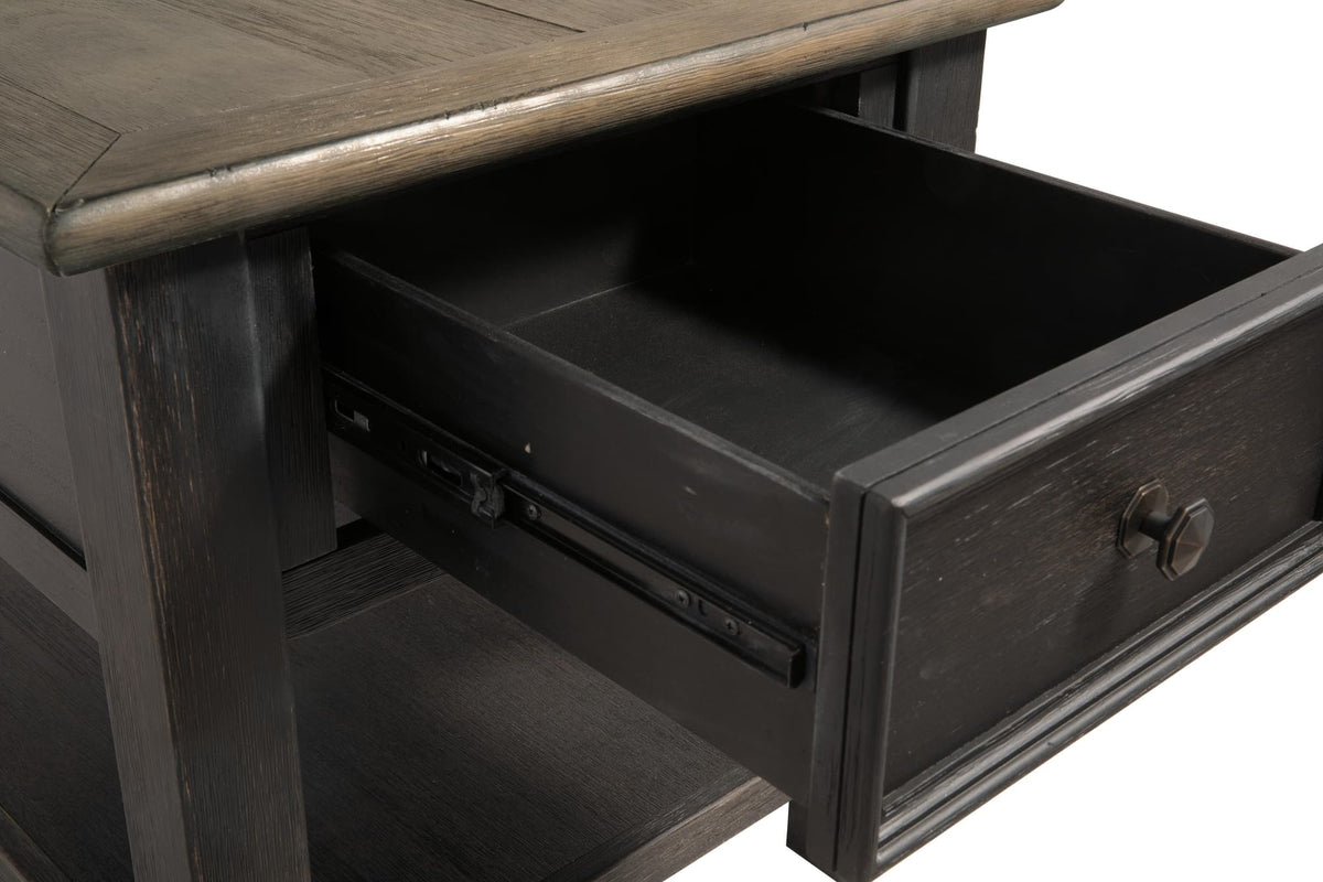 Tyler Grayish Brown/Black Creek Coffee Table with 1 End Table — detail view