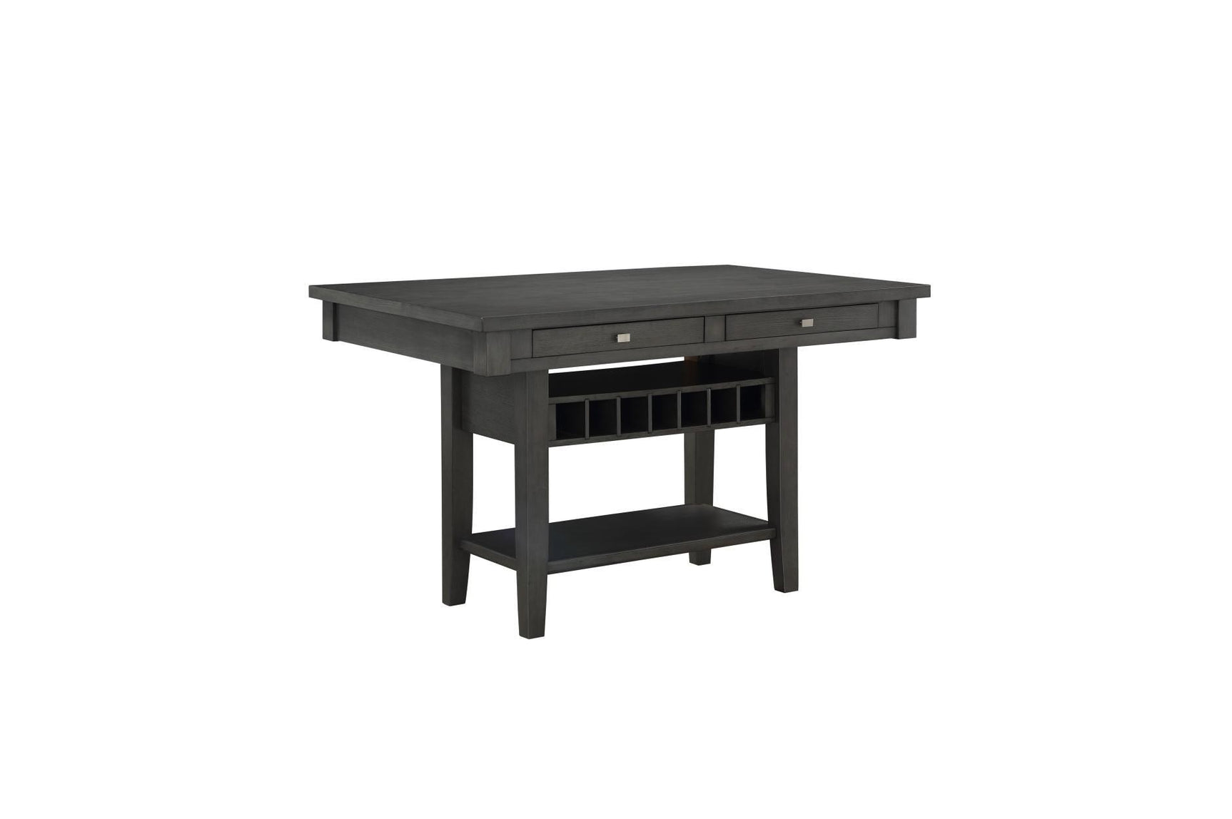 side angle view of Baresford dining set in gray fabric