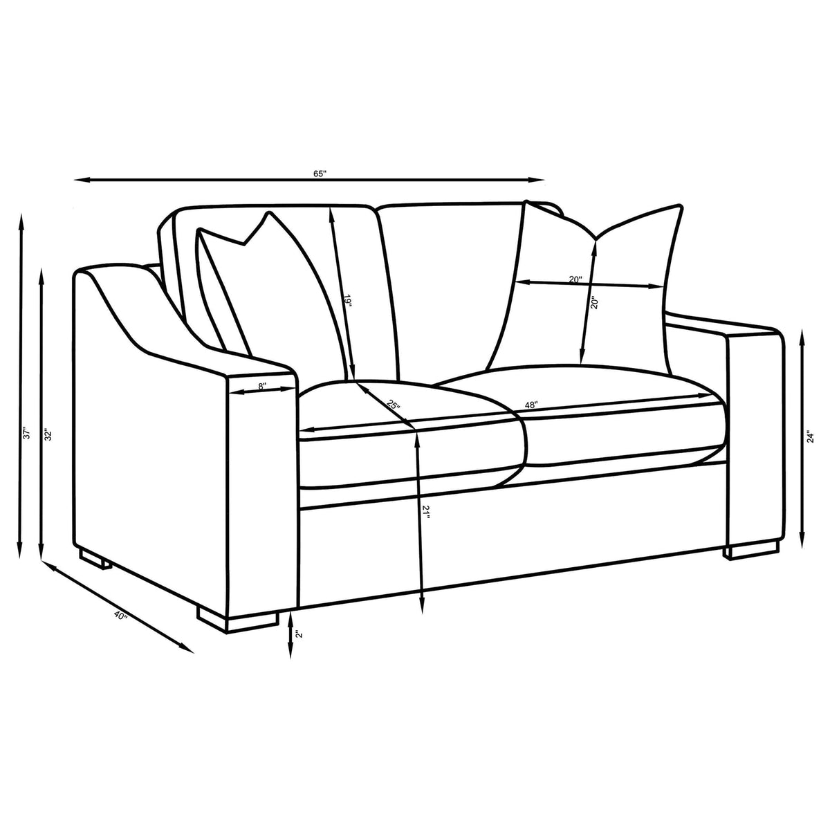 Ashlyn Upholstered Sloped Arm Loveseat White — product image 10