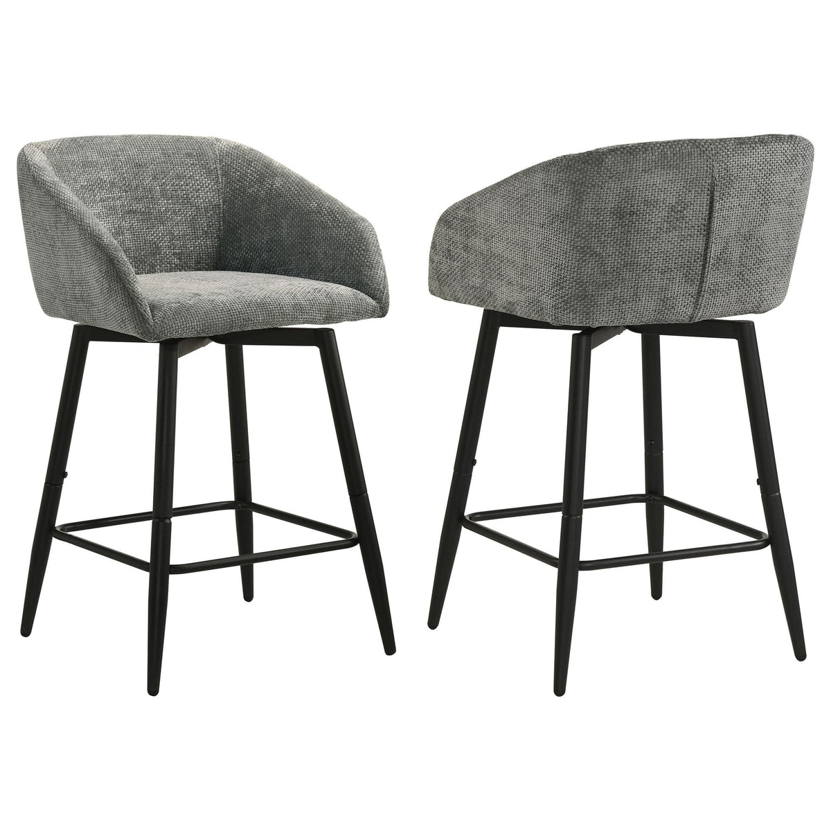 Rainer Fabric Upholstered Swivel Counter Height Chair Charcoal Set of 2 — product view