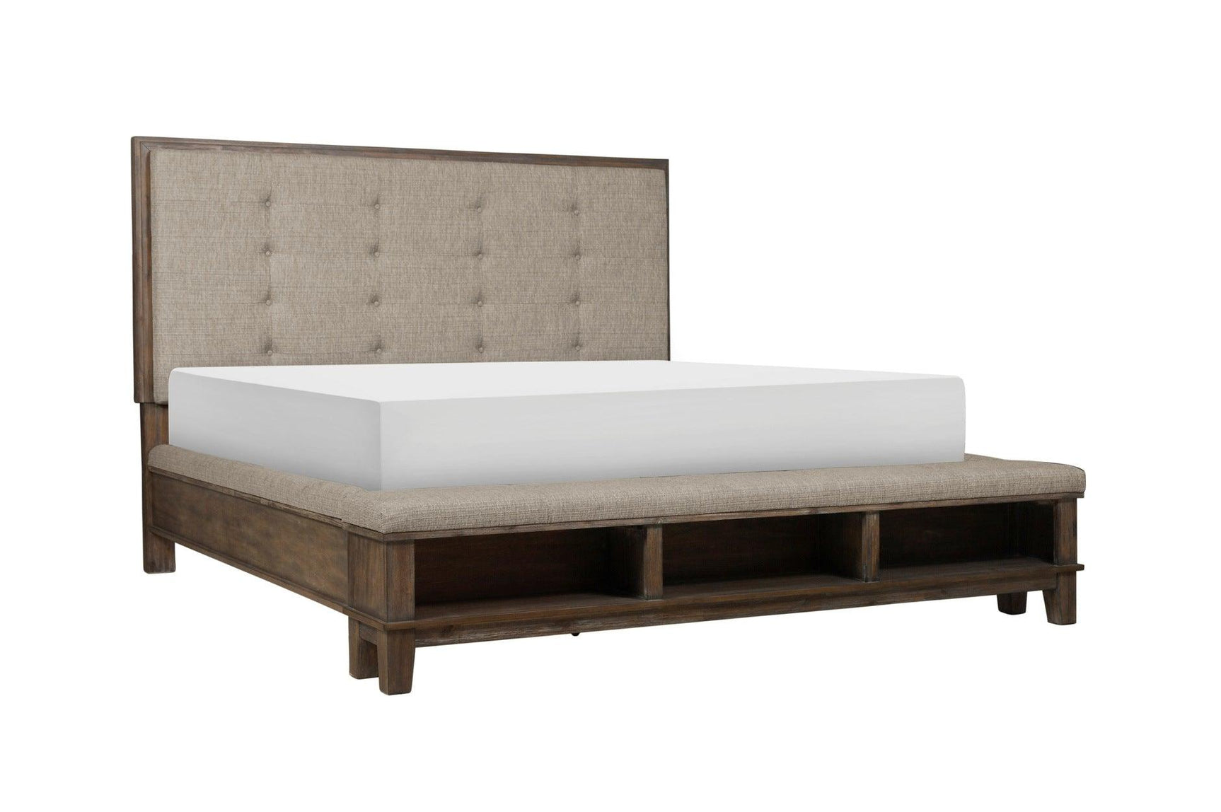 Gray Fabric Tufted Bedroom Set bed main view