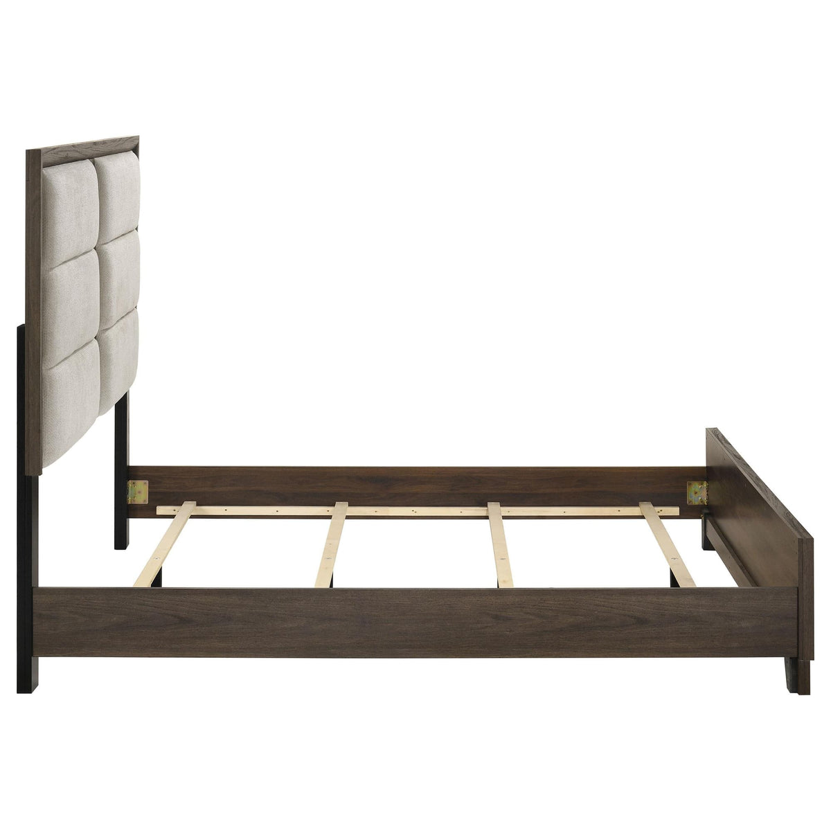 Farre Eastern King Upholstered Platform Panel Bed Dark Brown — product image 5