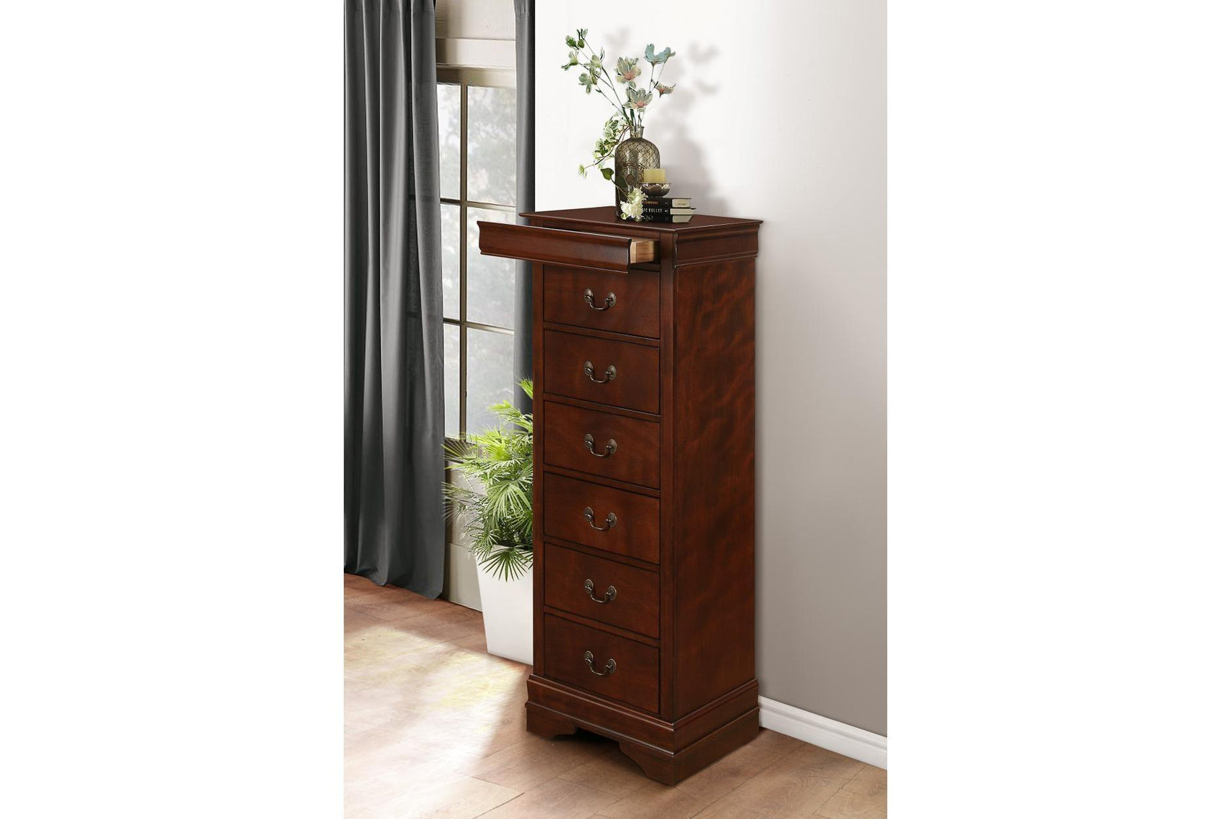 Mayville Brown Cherry Youth Armoire adjustable shelves
