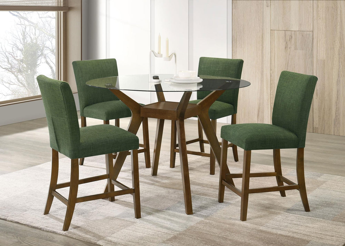 Paxton 5-piece Round Glass Top Counter Height Dining Set Green — product view