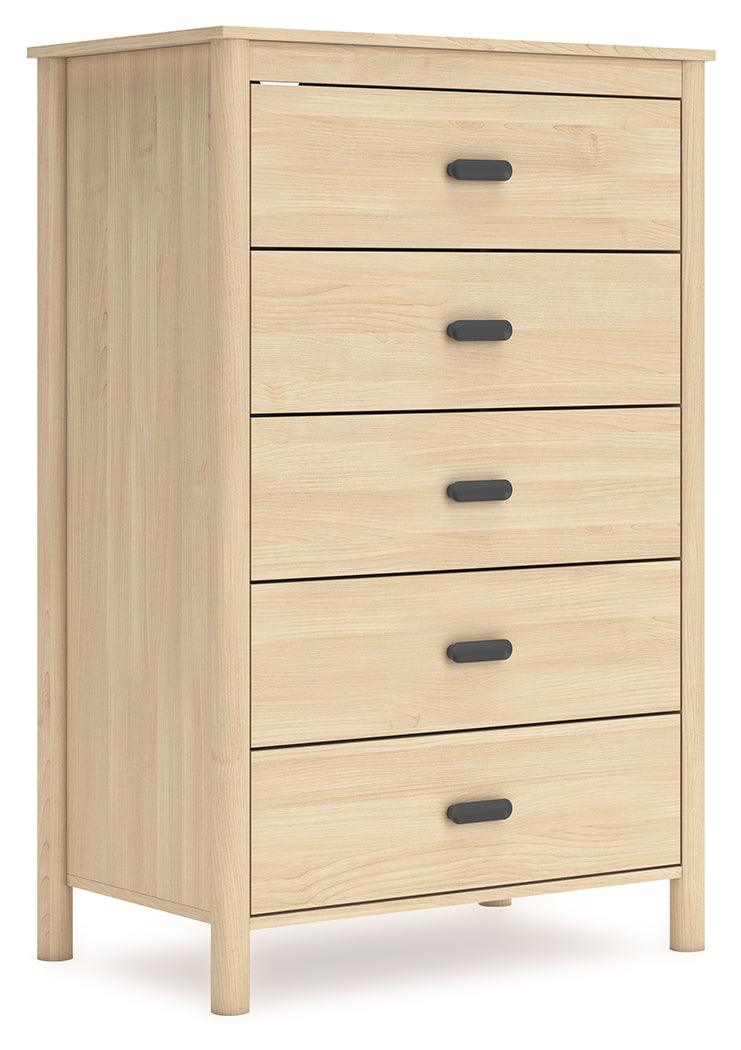 Cabinella Tan Chest of Drawers angled side view