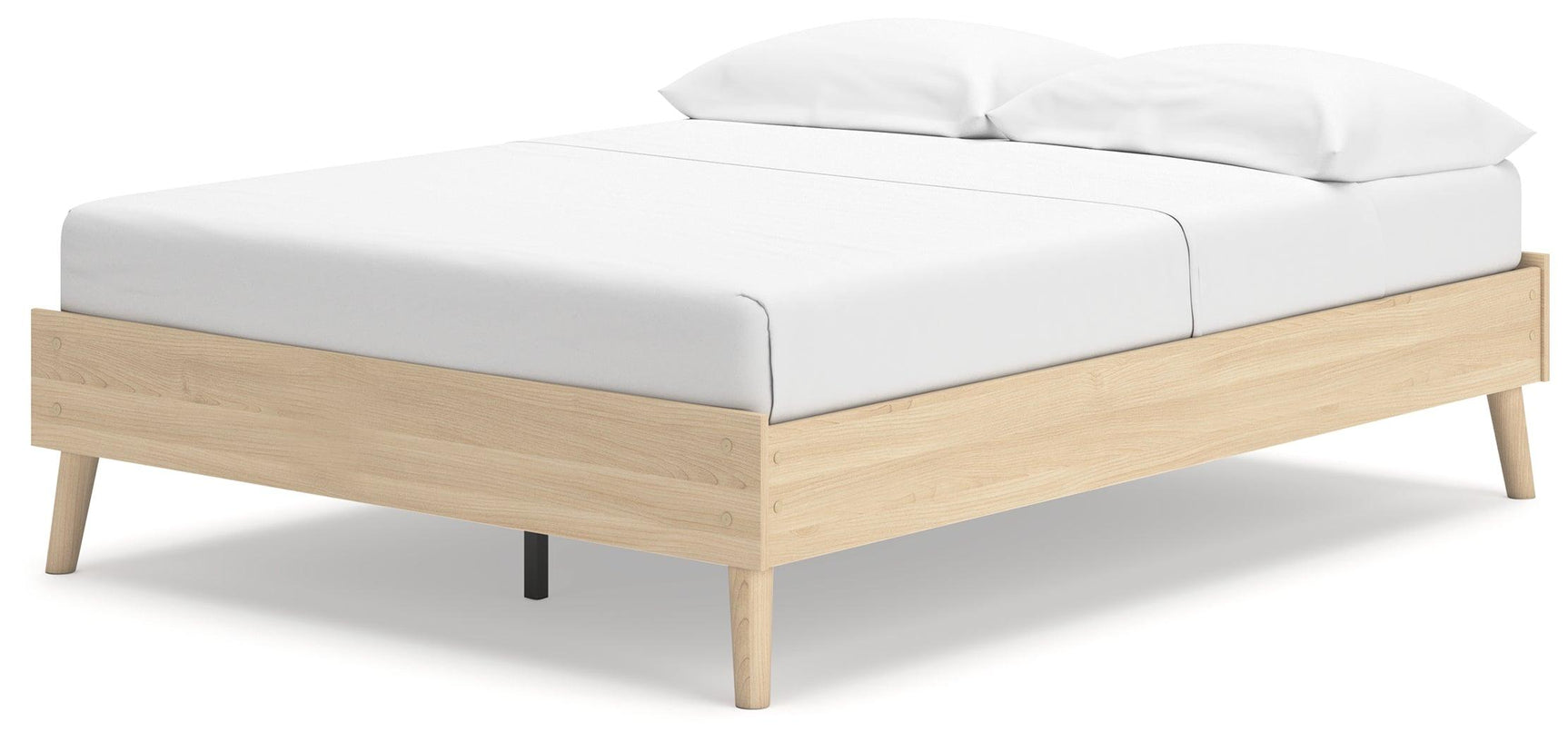 Close-up of natural ash wood grain laminate finish on bed frame