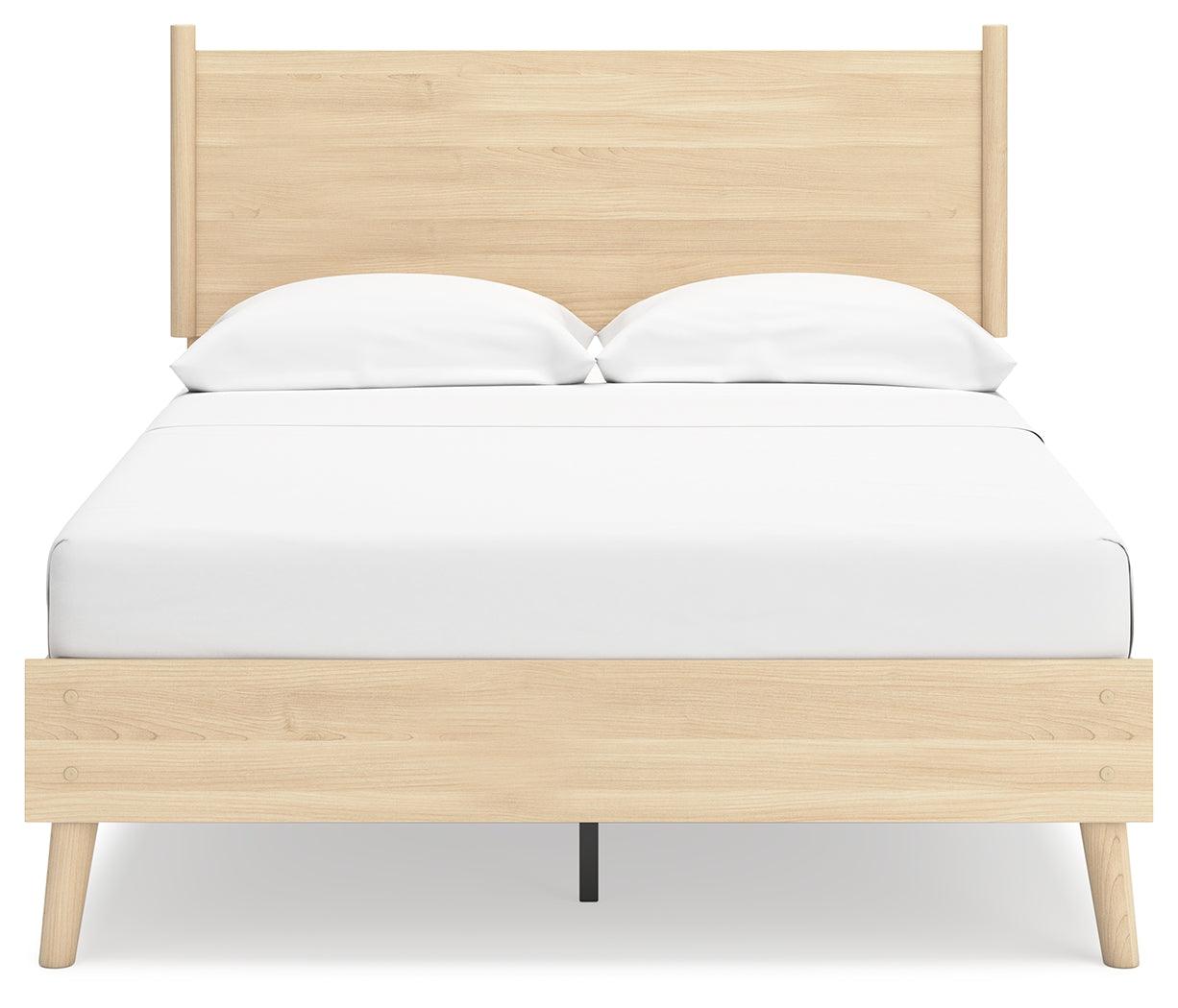 Casual Full Size Platform Bed in Tan Finish