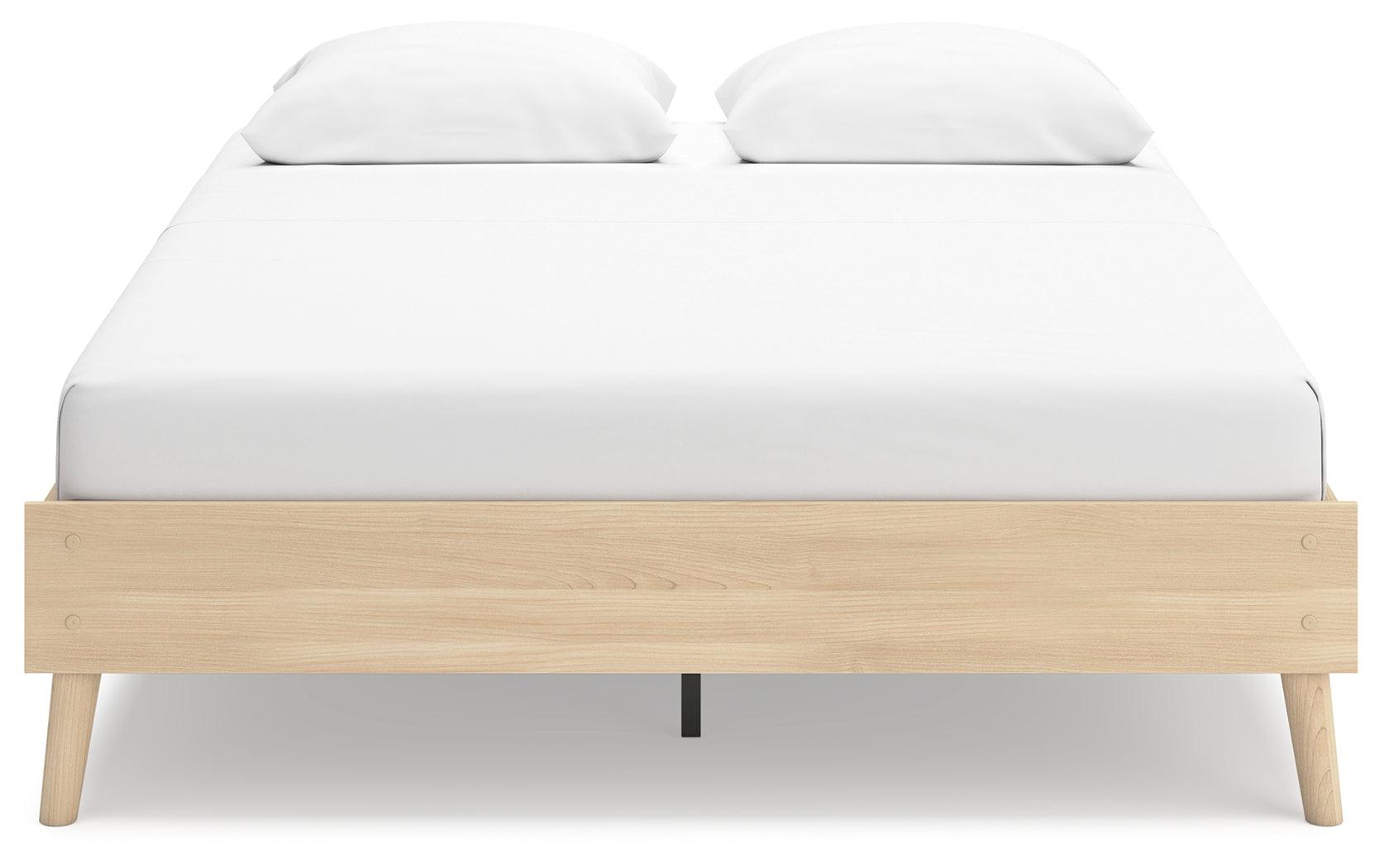 Cabinella Tan Queen Platform Bed platform and rails detail