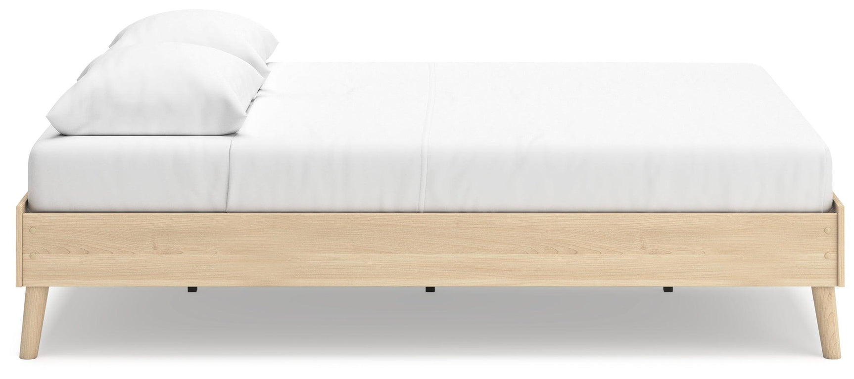 Cabinella Queen Platform Bed showing light tan laminate finish