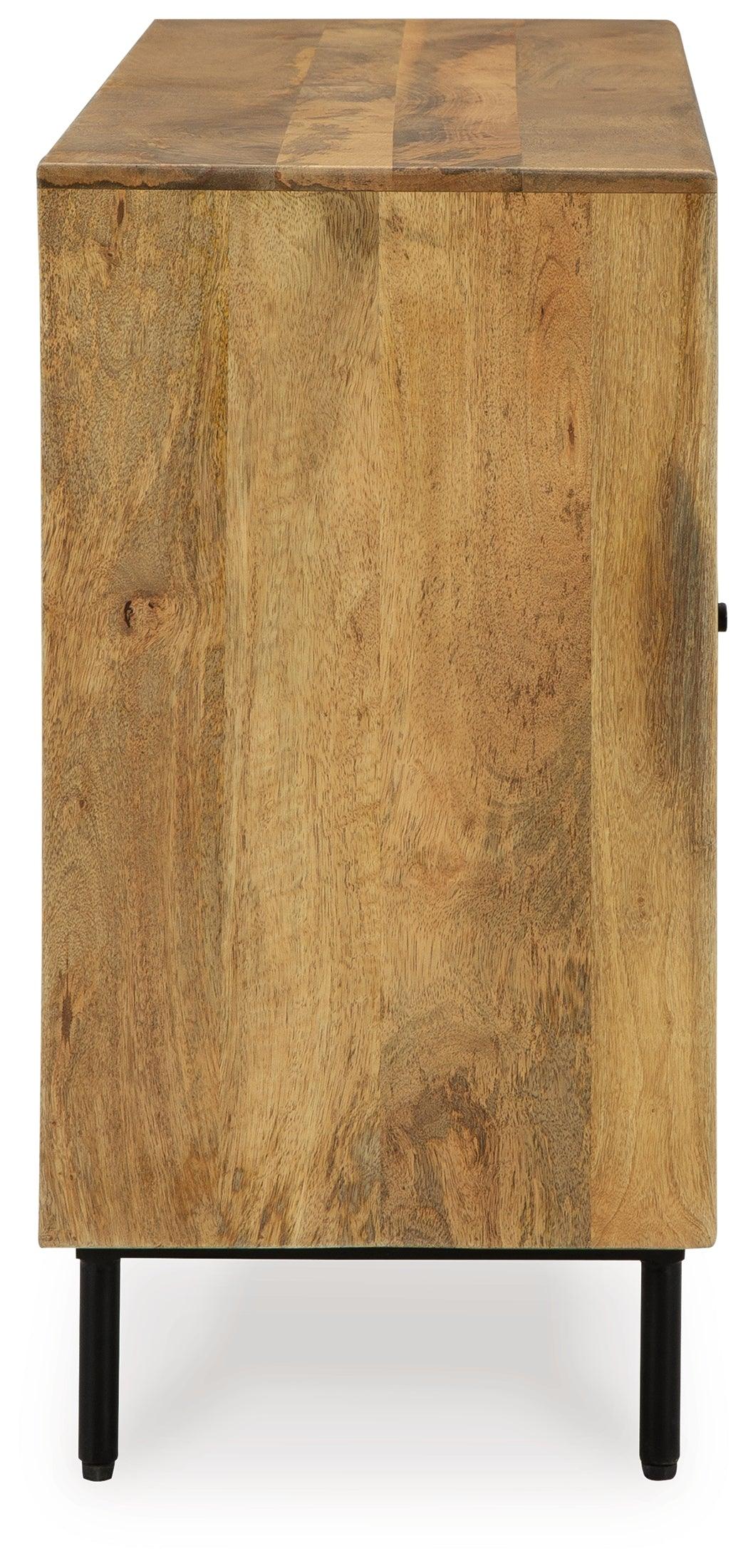 Cadewick Accent Cabinet door detail with soft-close hinges