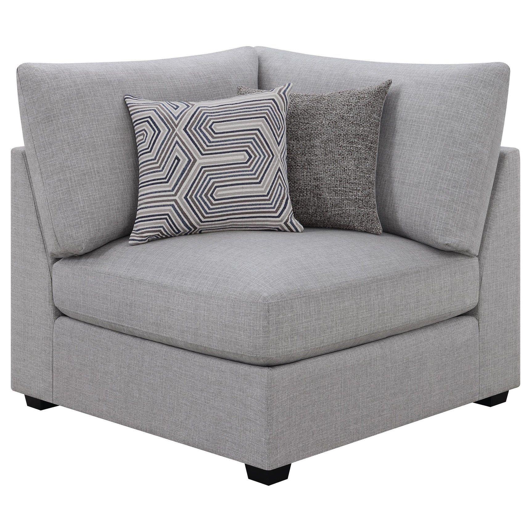 Close-up of birch wood feet on Cambria sectional sofa