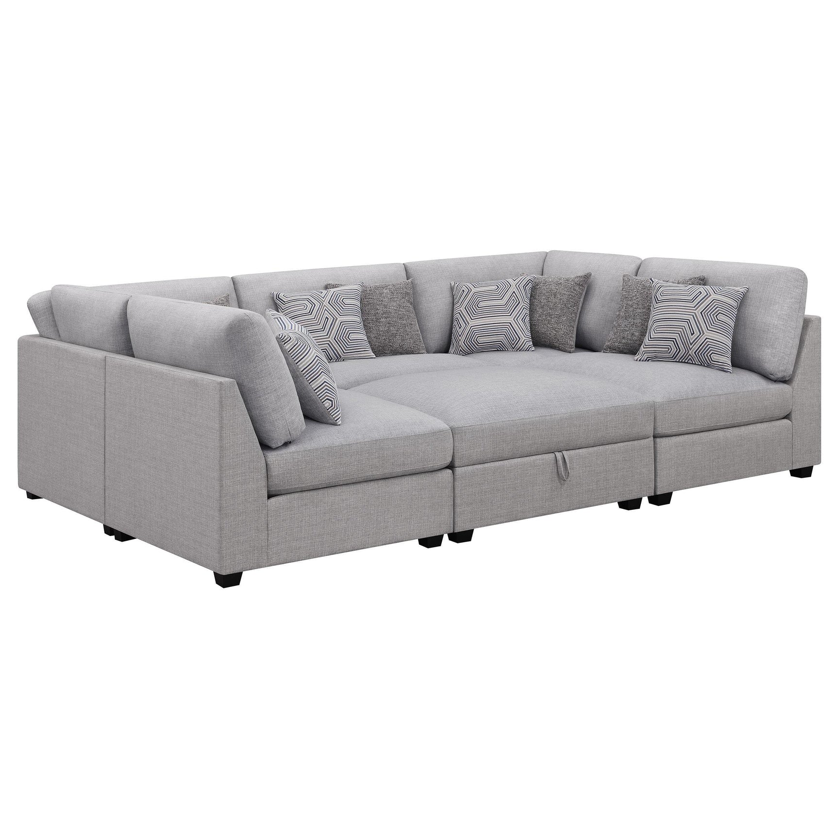 Cambria 6-Piece Grey Upholstered Modular Sectional Sofa main view