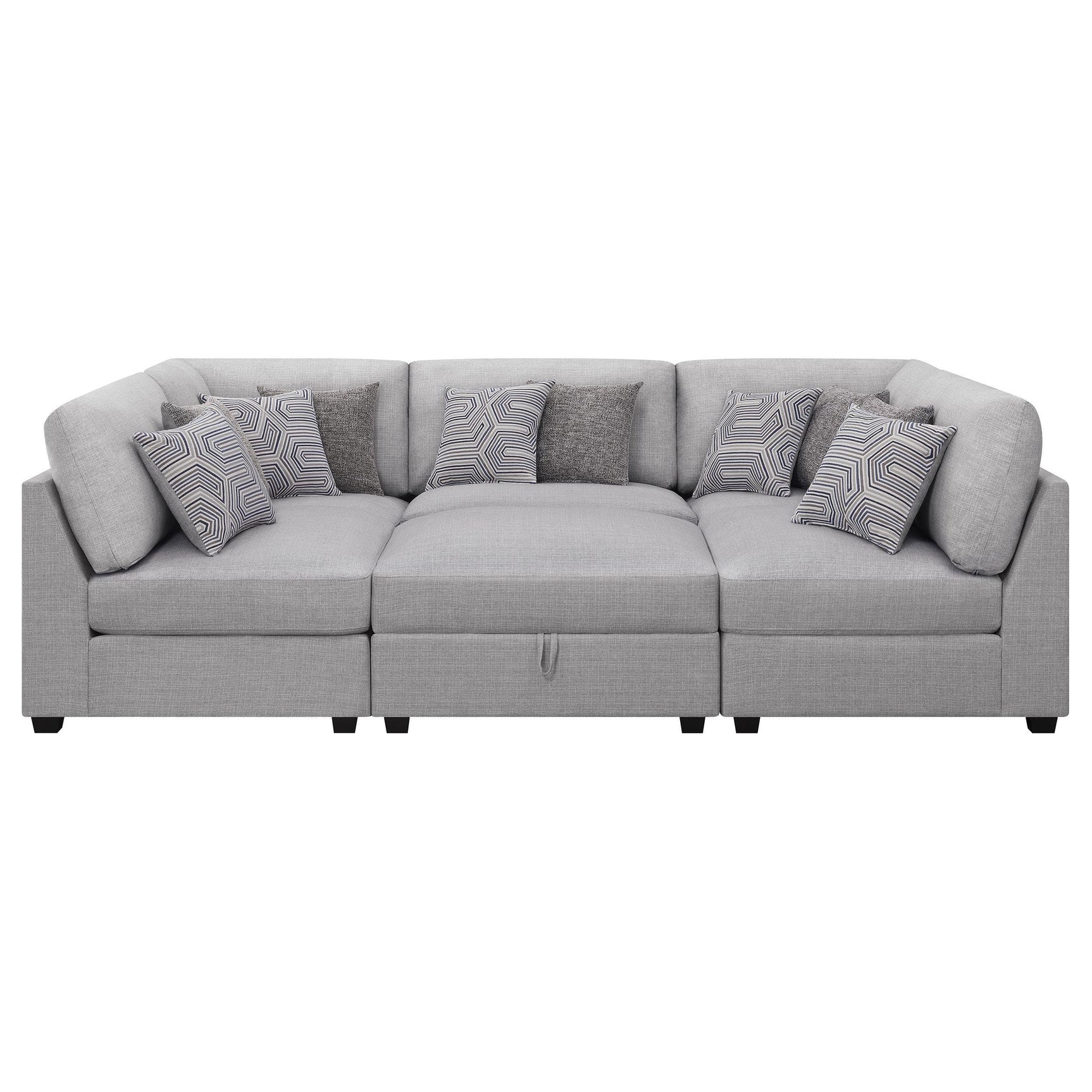 Cambria 6-Piece Grey Upholstered Modular Sectional Sofa main view