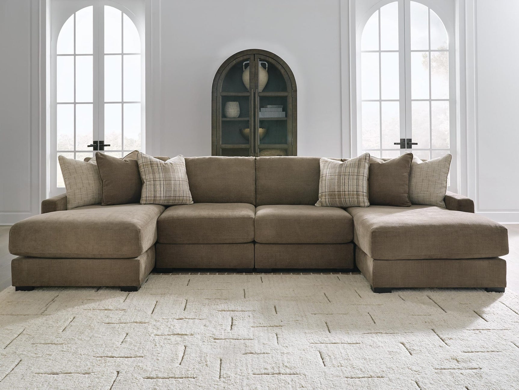 Camellia-Court Coffee 4-Piece Double Chaise Sectional view 2