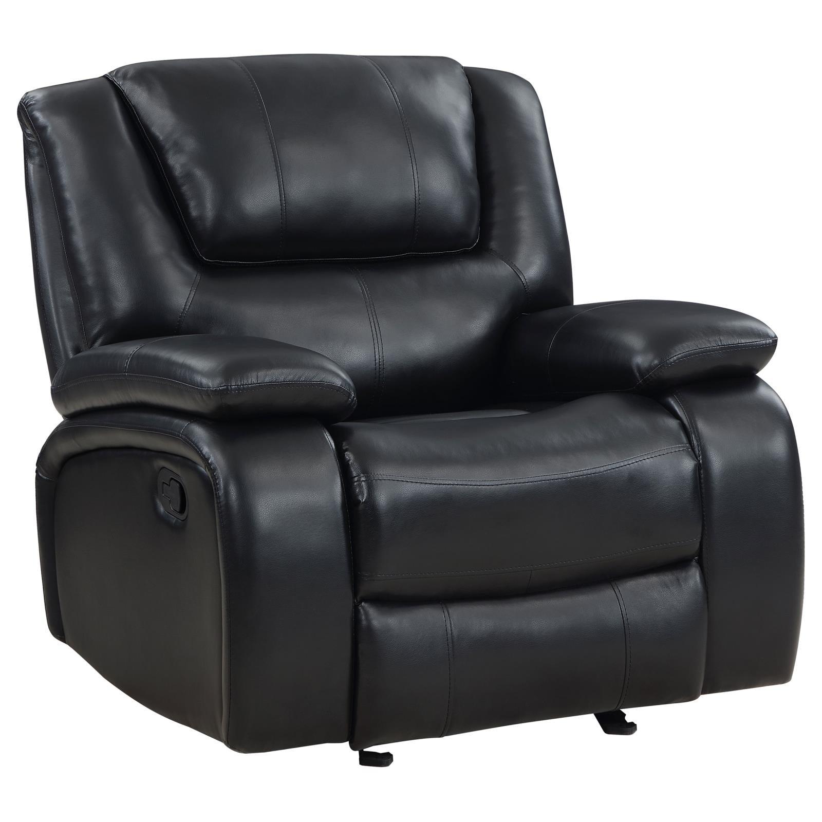 Camila Upholstered Glider Recliner Chair Black front view