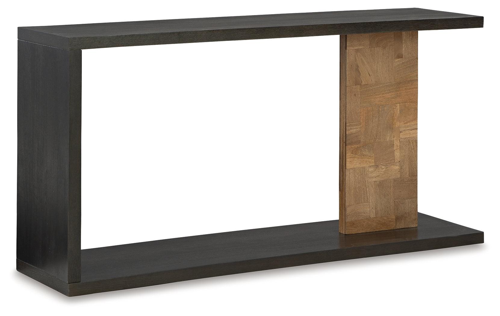 Camlett Console Sofa Table - Side Angle Showing Patchwork Post