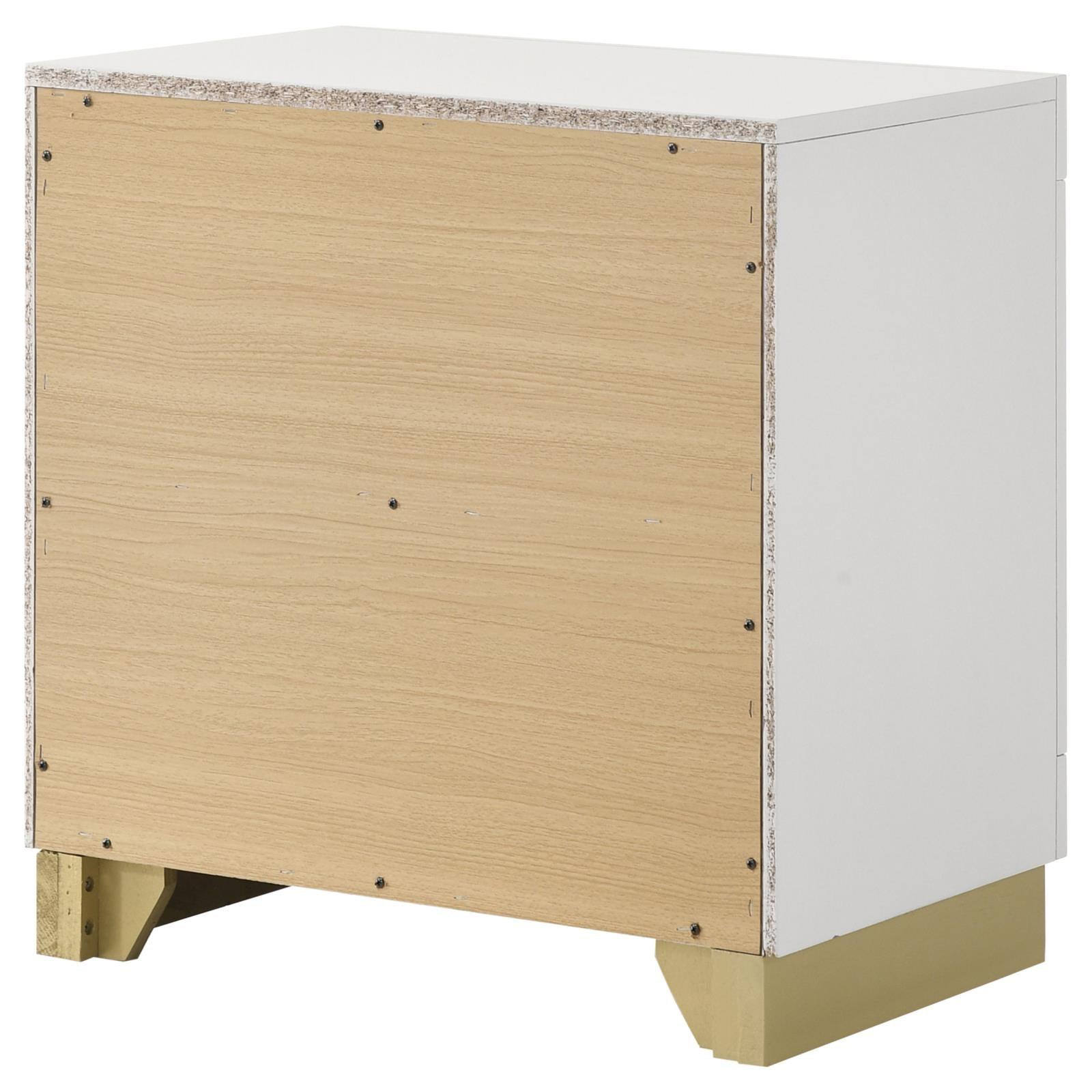 Caraway nightstand drawers partially open showing smooth metal glides