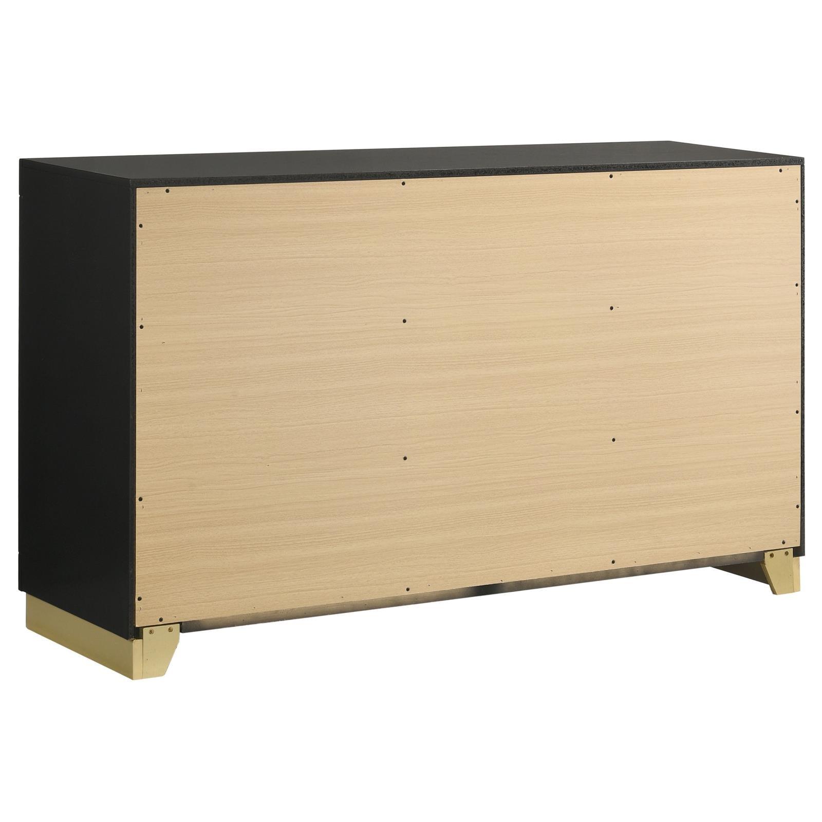 Caraway 6-Drawer Bedroom Dresser Black top surface