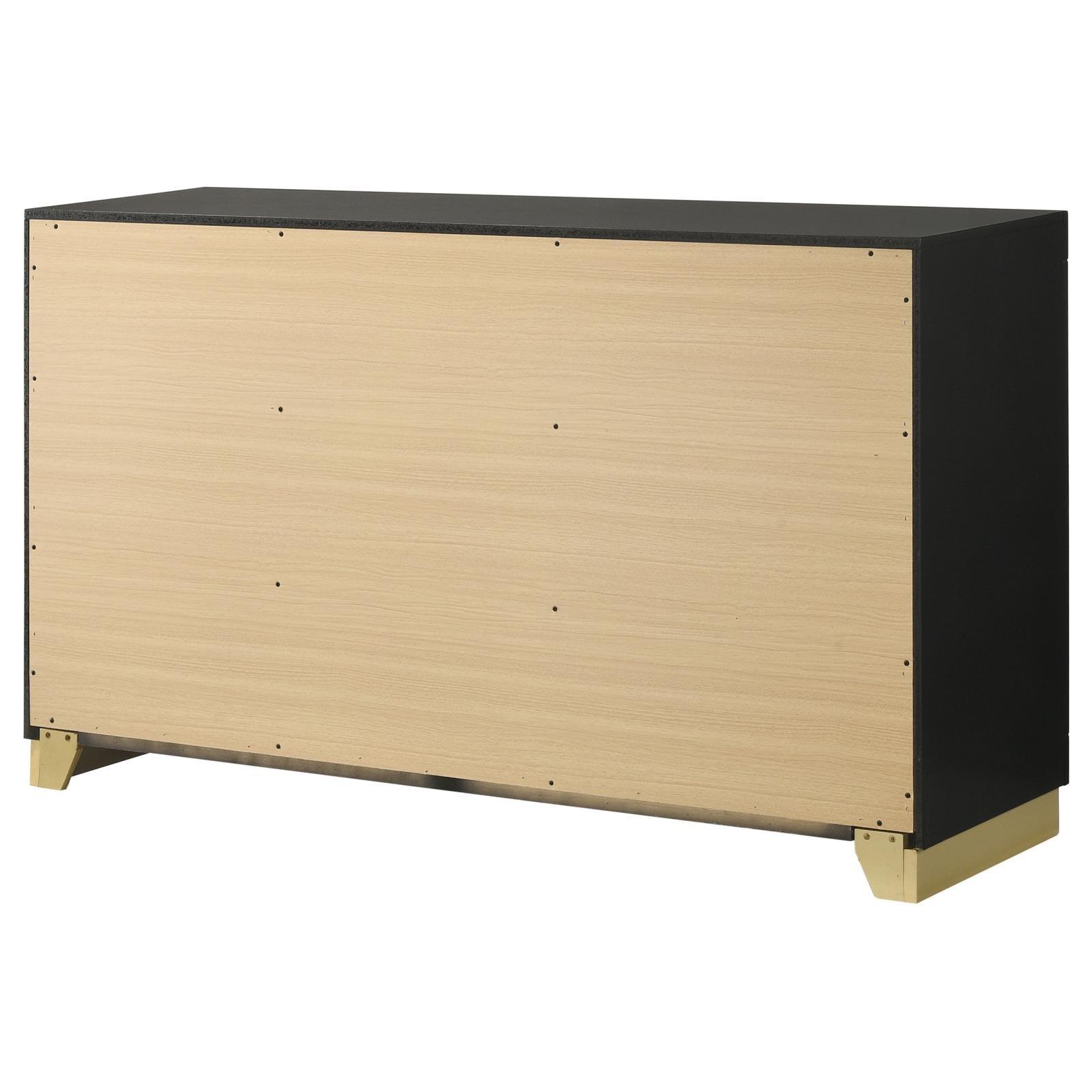 Caraway 6-Drawer Bedroom Dresser Black corner view