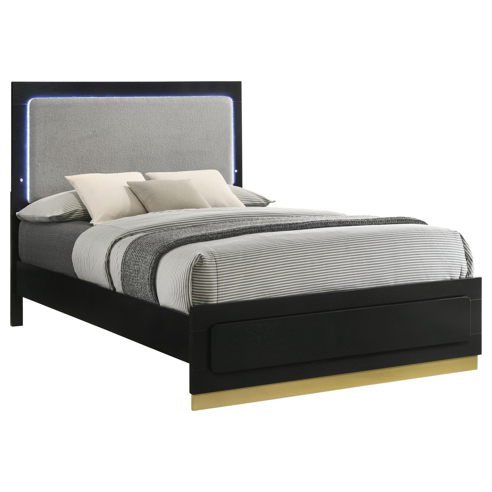 Caraway Queen Bed LED Headboard Black and Grey close-up of lighting