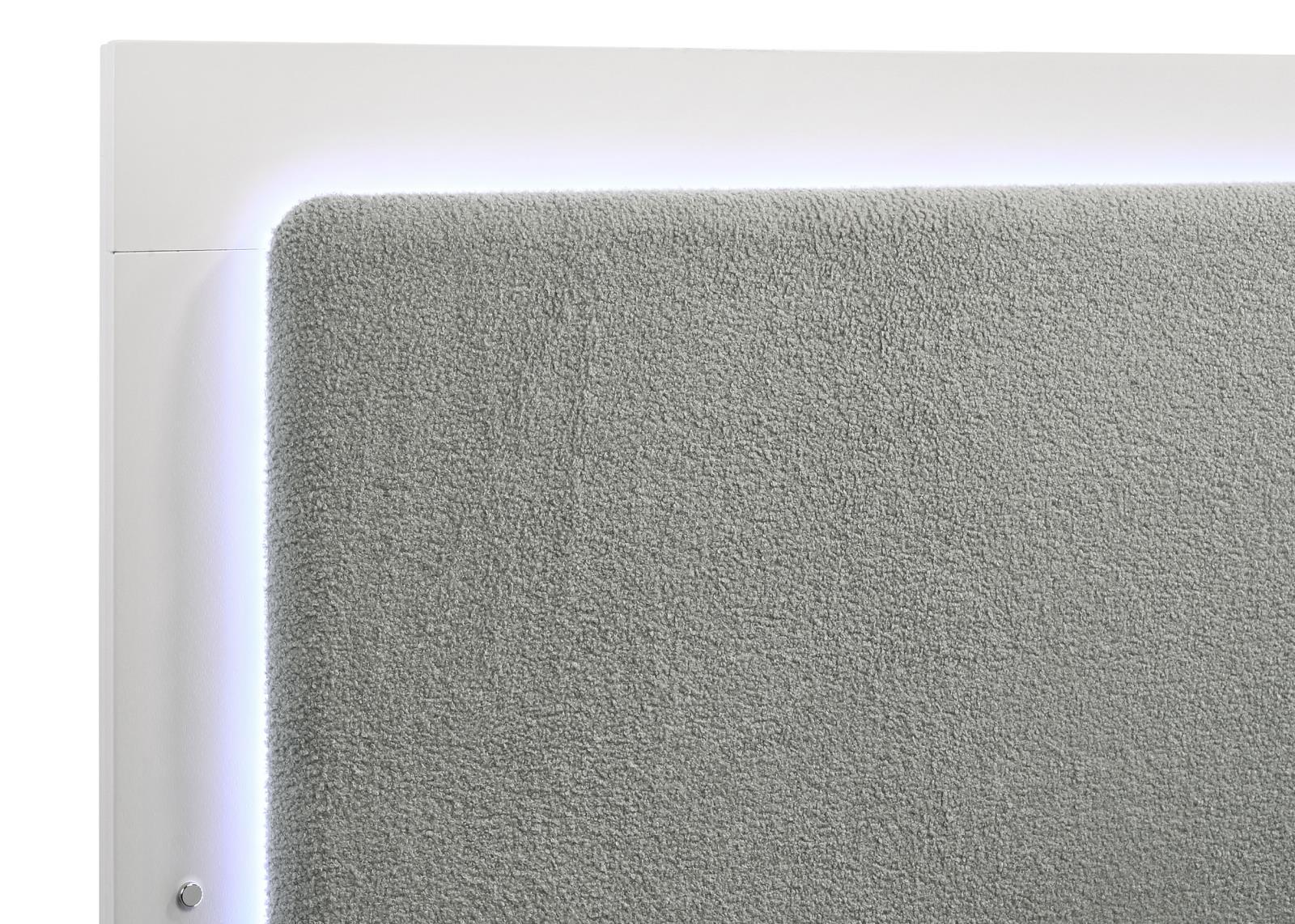 Caraway Queen Bed with LED Headboard White and Grey footboard design