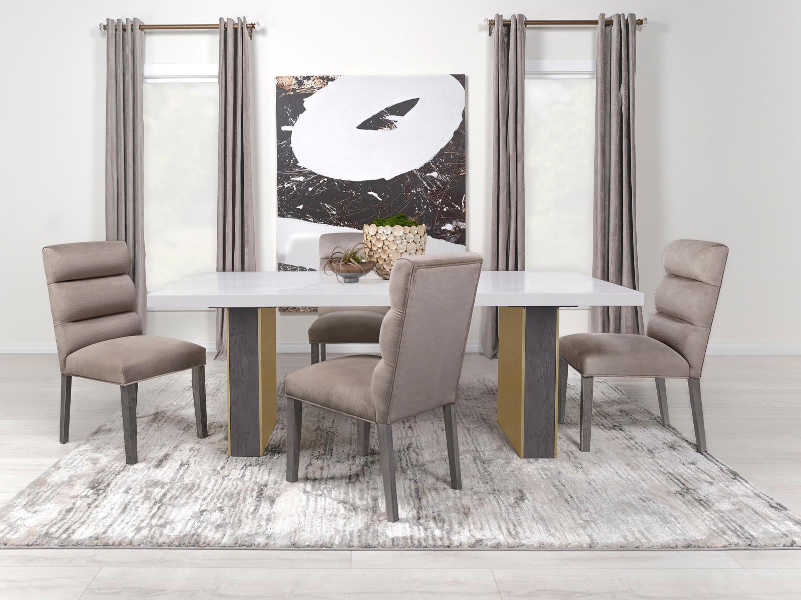 Carla Upholstered Dining Side Chairs Stone Gray front view