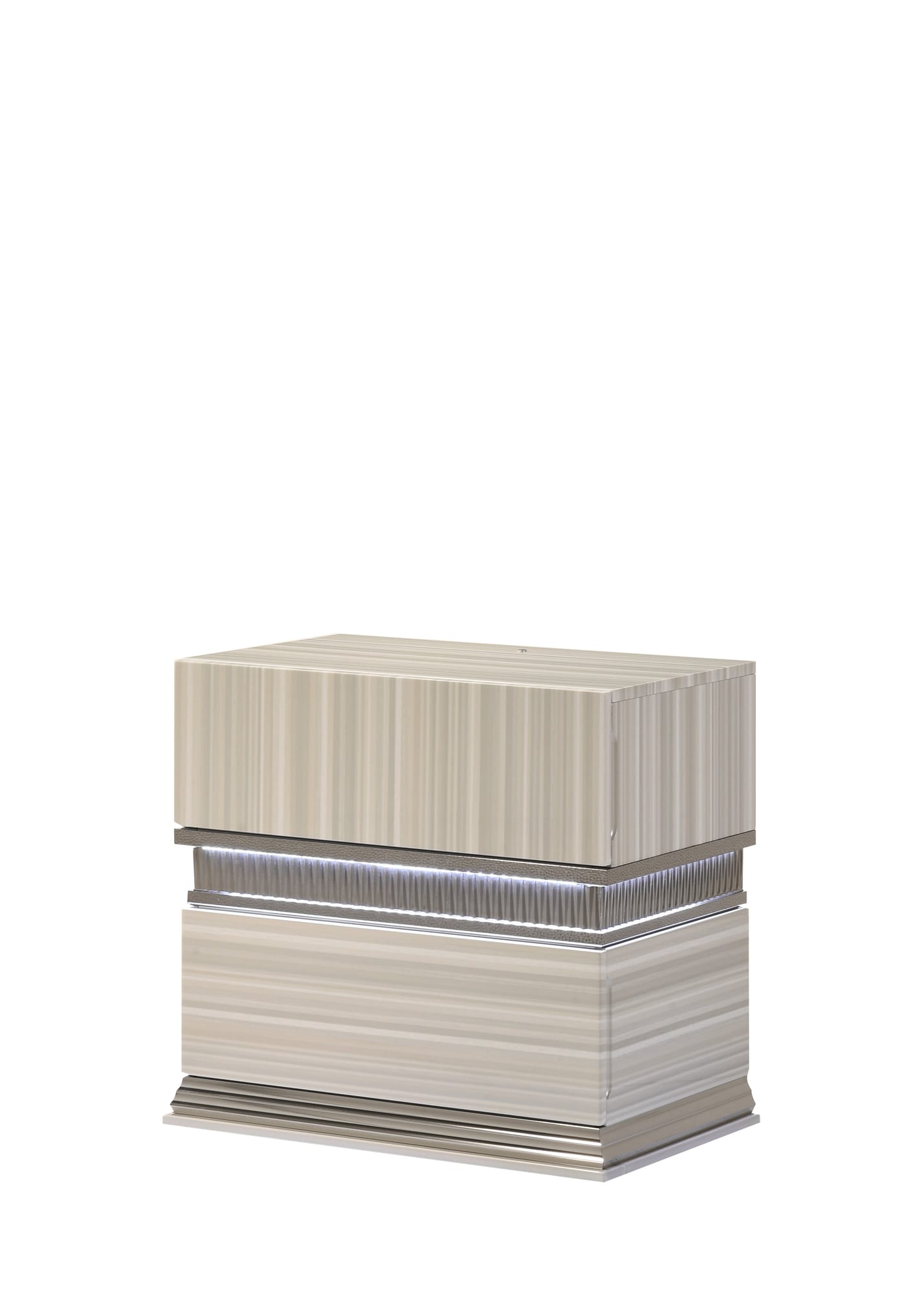 Carrara Modern Grey Wood Grain Bedroom Set with Integrated LED Lighting and Jewelry Drawer view 5