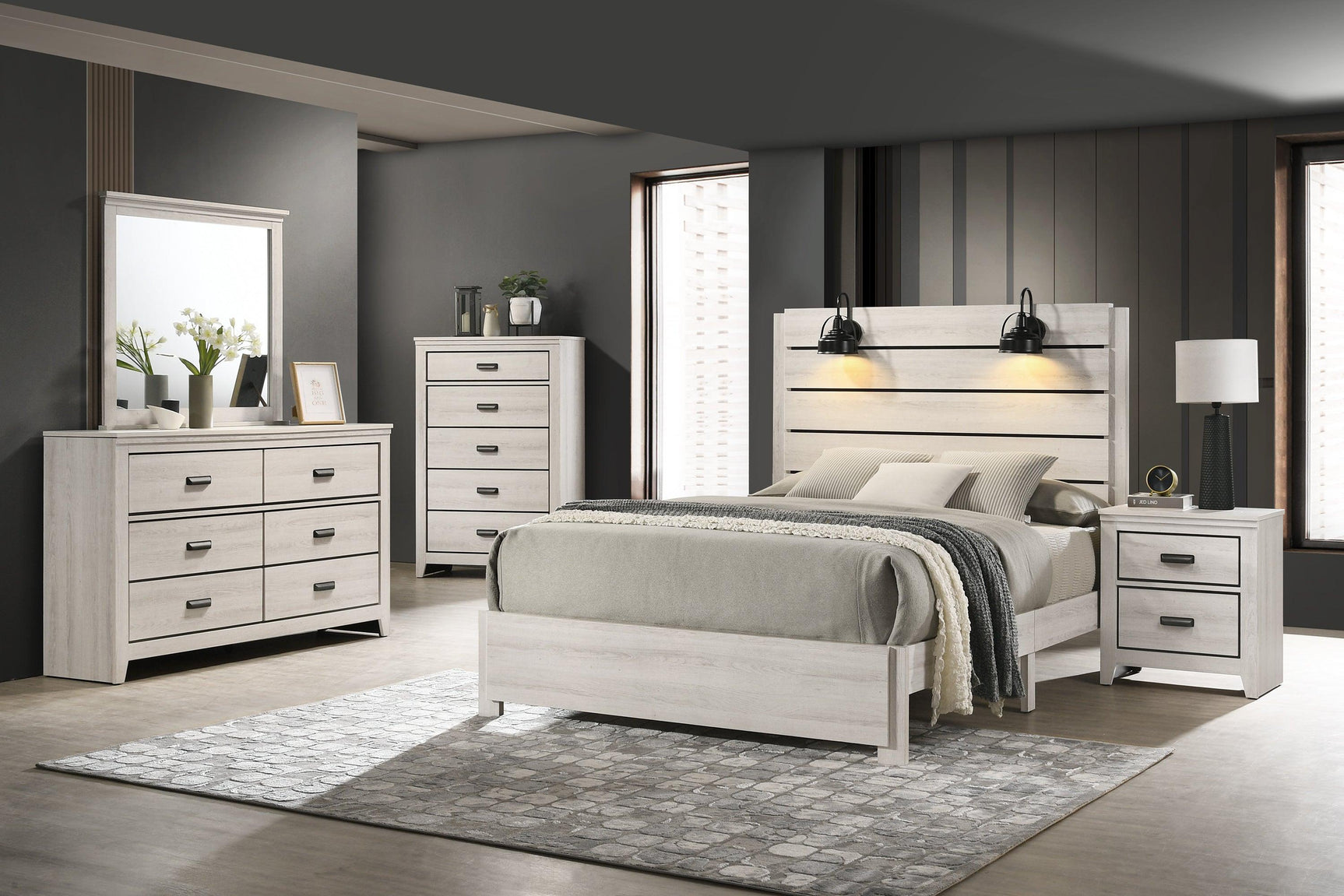 Carter White Modern Contemporary Solid Wood And Veneers 5-Drawers Chest - Ella Furniture