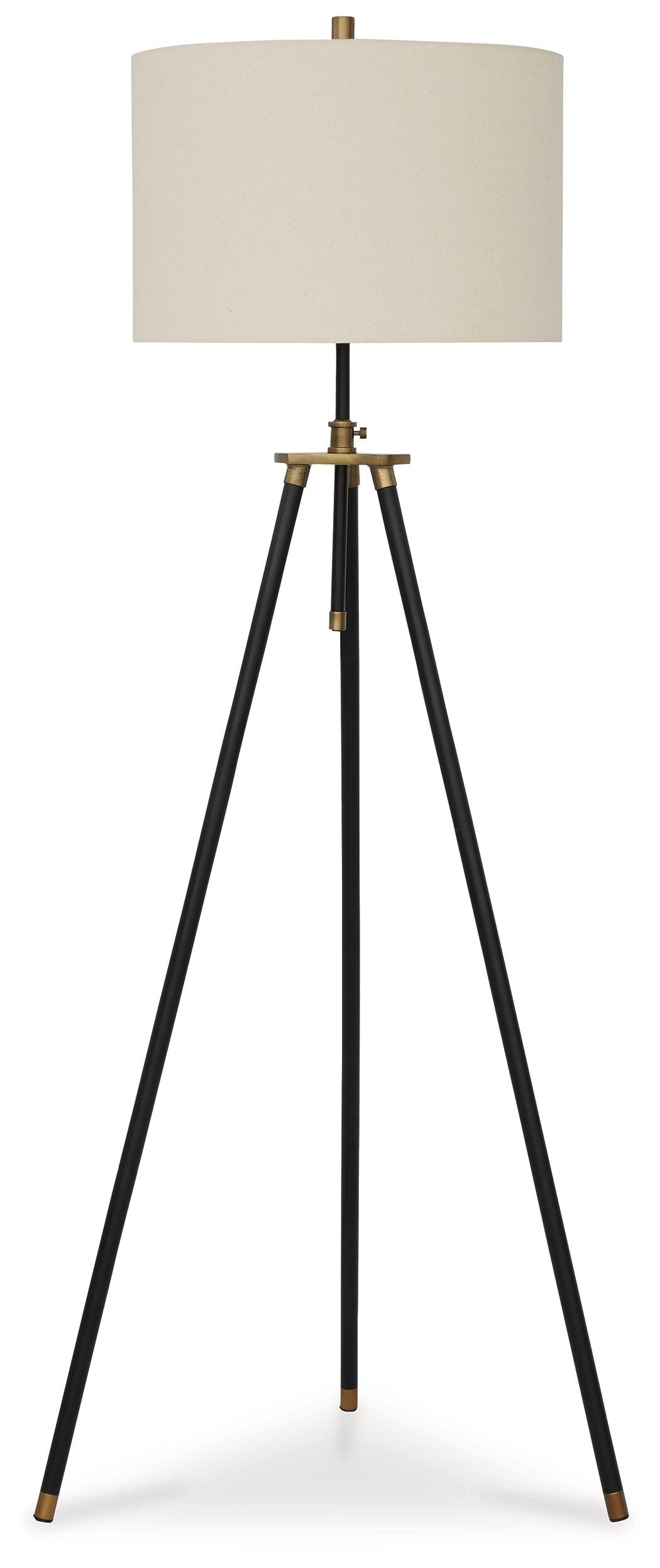 Cashner floor lamp black and gold finish side angle