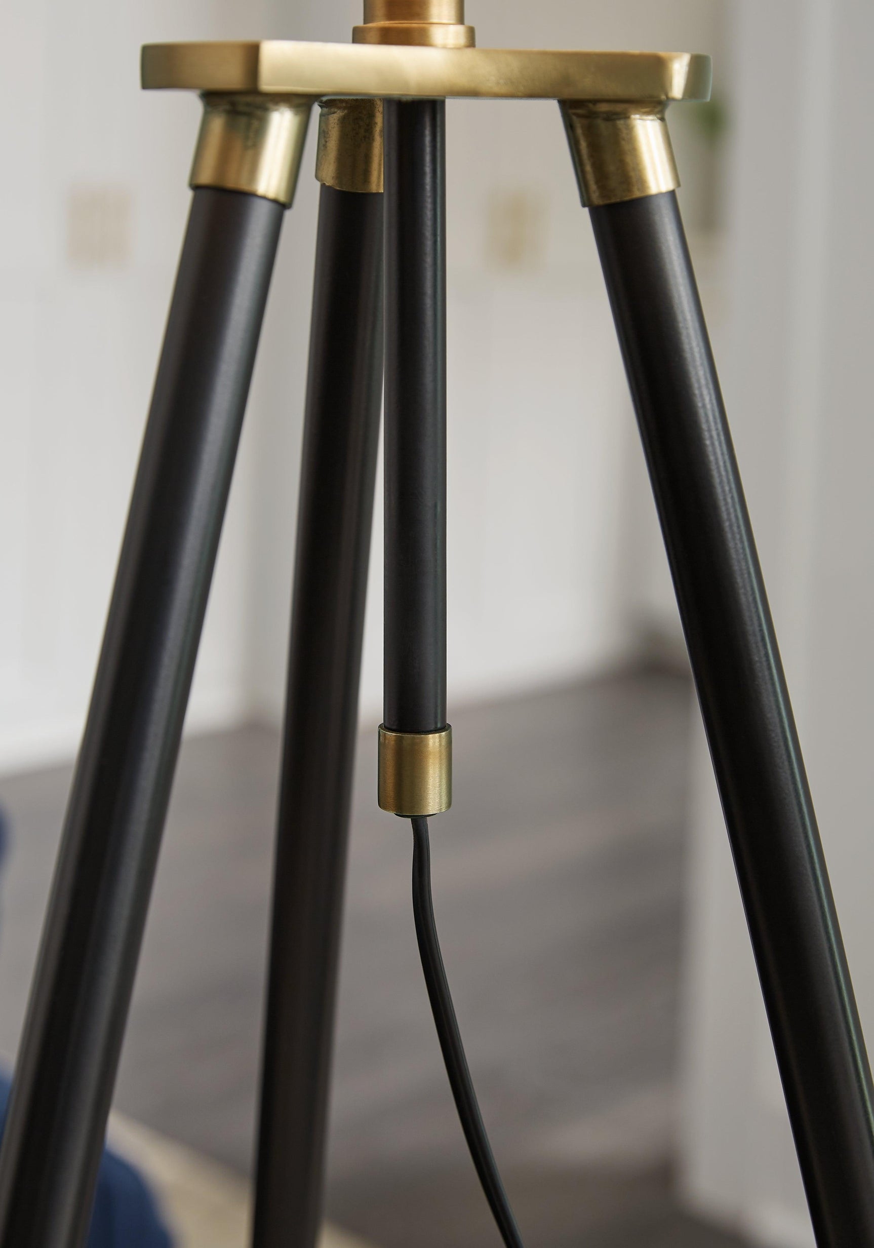 Cashner floor lamp dark fabric shade close-up