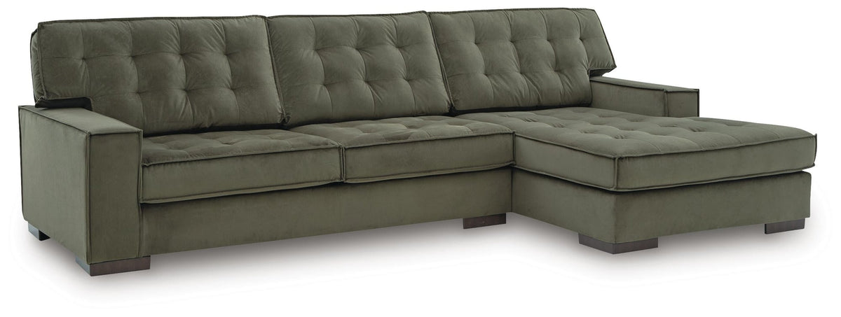 Caspian-Town Olive Velvet 2-Piece Sectional with Chaise - image 2